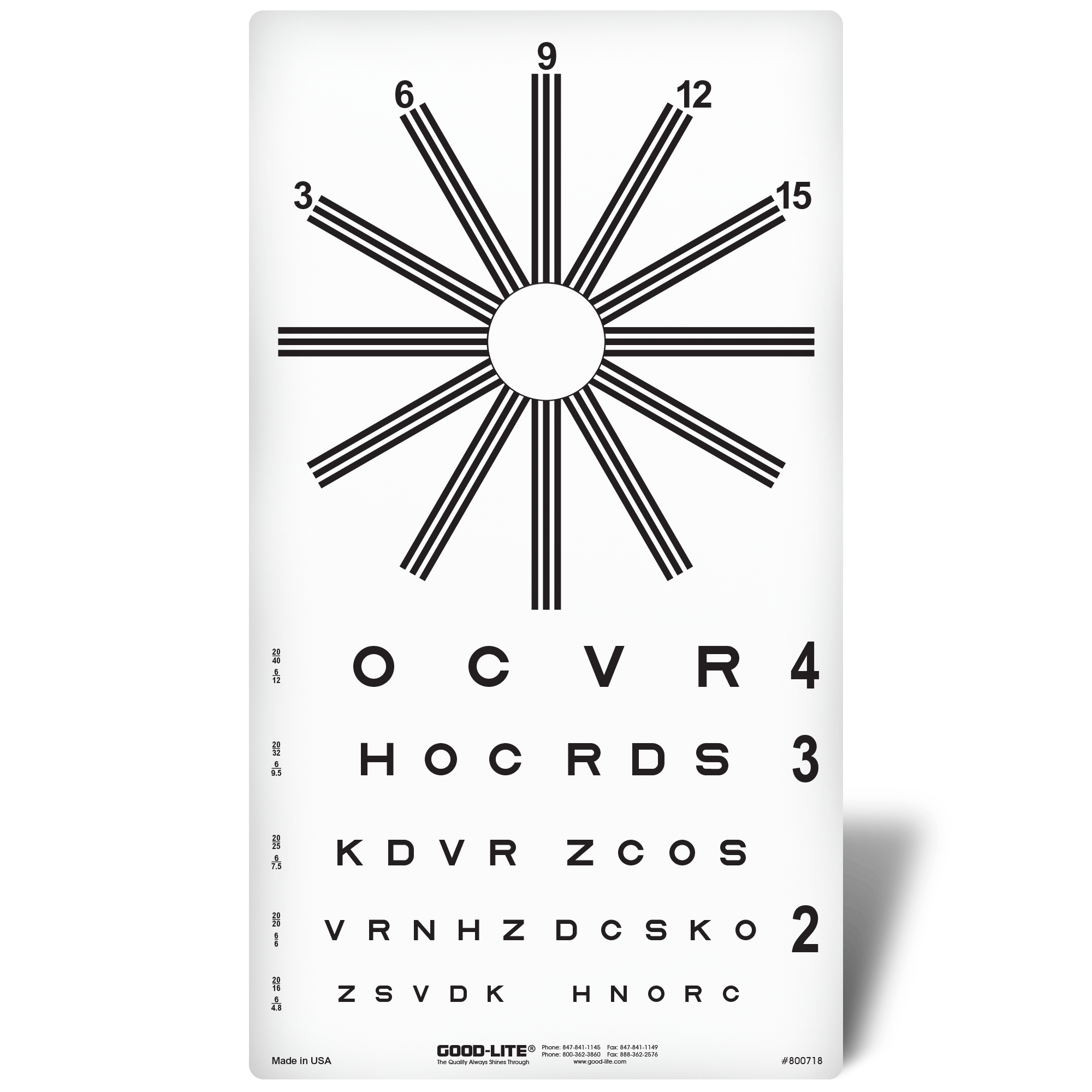 Combination Sloan Letter & Astigmatic Wheel Chart