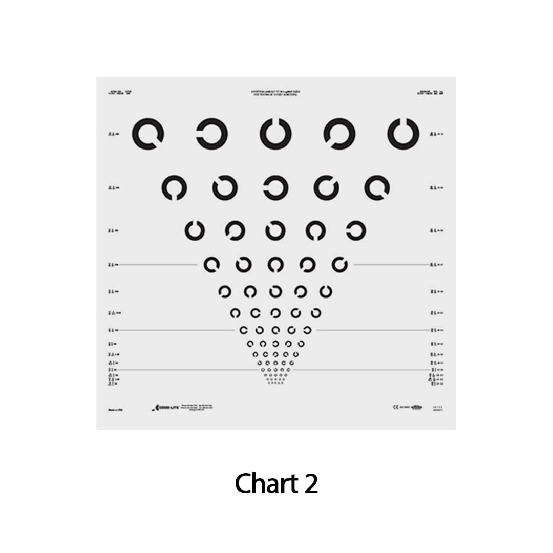 Good-Lite ETDRS Clinical Trial - ESV3000™ and ESC2000™ - 8 Position Landolt C - Scrambled Chart 2 - 4m (previously SKU500071) ETDRS Clinical Trial - ESV3000™ and ESC2000™ - 8 Position Landolt C - Charts 4m