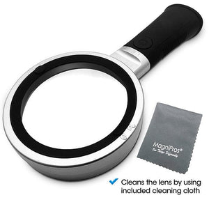 MagniPros Magnifiers 10X Magnifying Glass with Lights-Non Slip Ergonomic Standing Handle