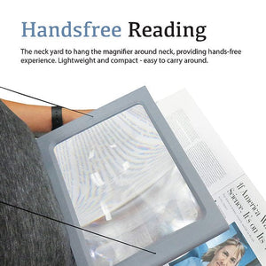 MagniPros Magnifiers 3X Large Full Page Magnifier with 12 LED Lights, Foldable Flip-Out Legs