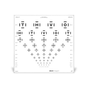 HOTV ETDRS ESV3000™ and ESC2000™ Chart with 50% Crowding Bars (Scrambled)