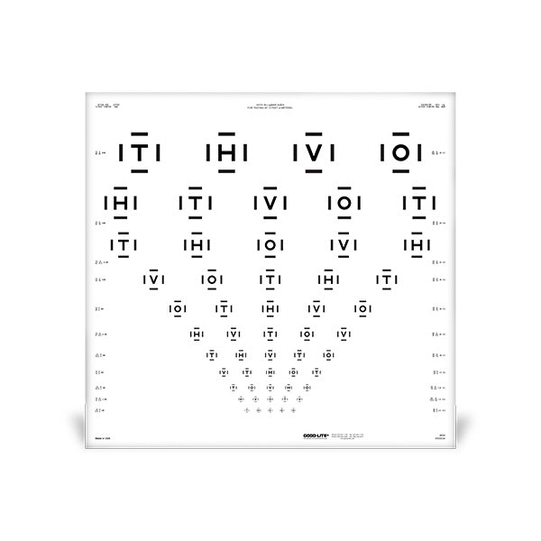 HOTV ETDRS ESV3000™ and ESC2000™ Chart with 50% Crowding Bars (Scrambled)