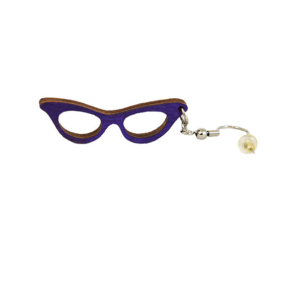 Cat Eye Glasses Earrings - Wooden