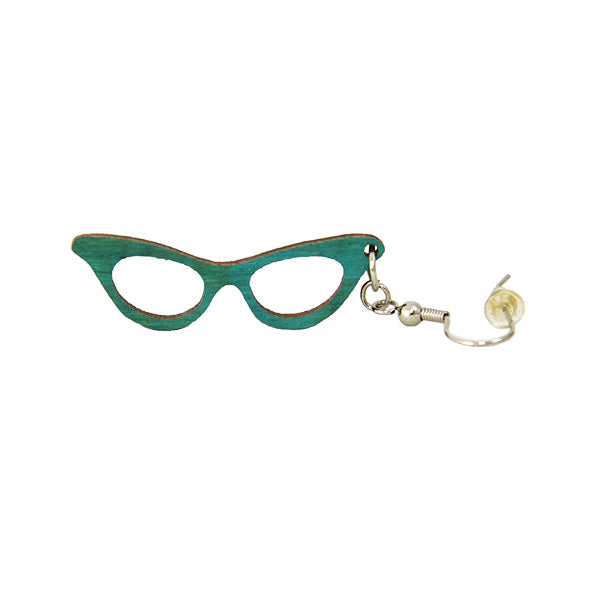 Cat Eye Glasses Earrings - Wooden