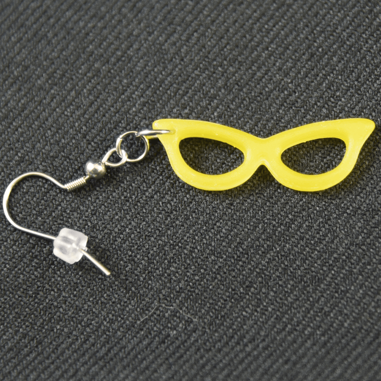Good-Lite 621202-Yellow Cat Eye Glasses Earrings