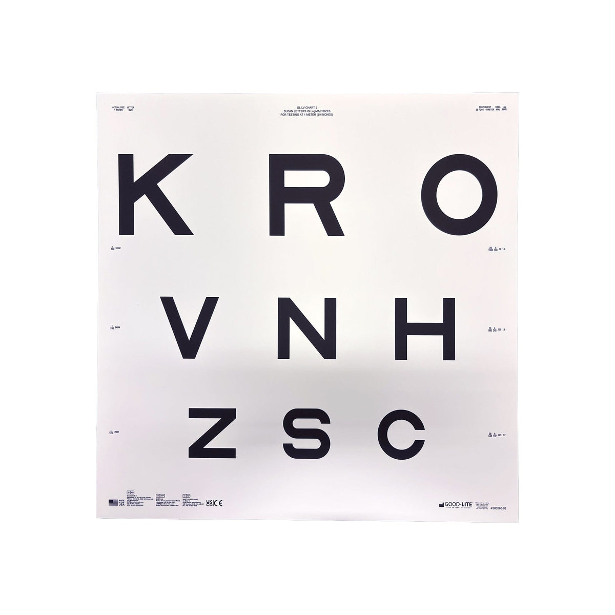 Good-Lite Intermediate chart: ESV3000™ and ESC2000™ - Sloan Letter Good-Lite Low Vision - Chart 2 - Mixed Order (39"/1m) Chart: ESV3000™ and ESC2000™ - Sloan Letter Good-Lite Low Vision Charts