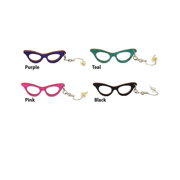 Good-Lite Co Cat Eye Glasses Earrings - Wooden