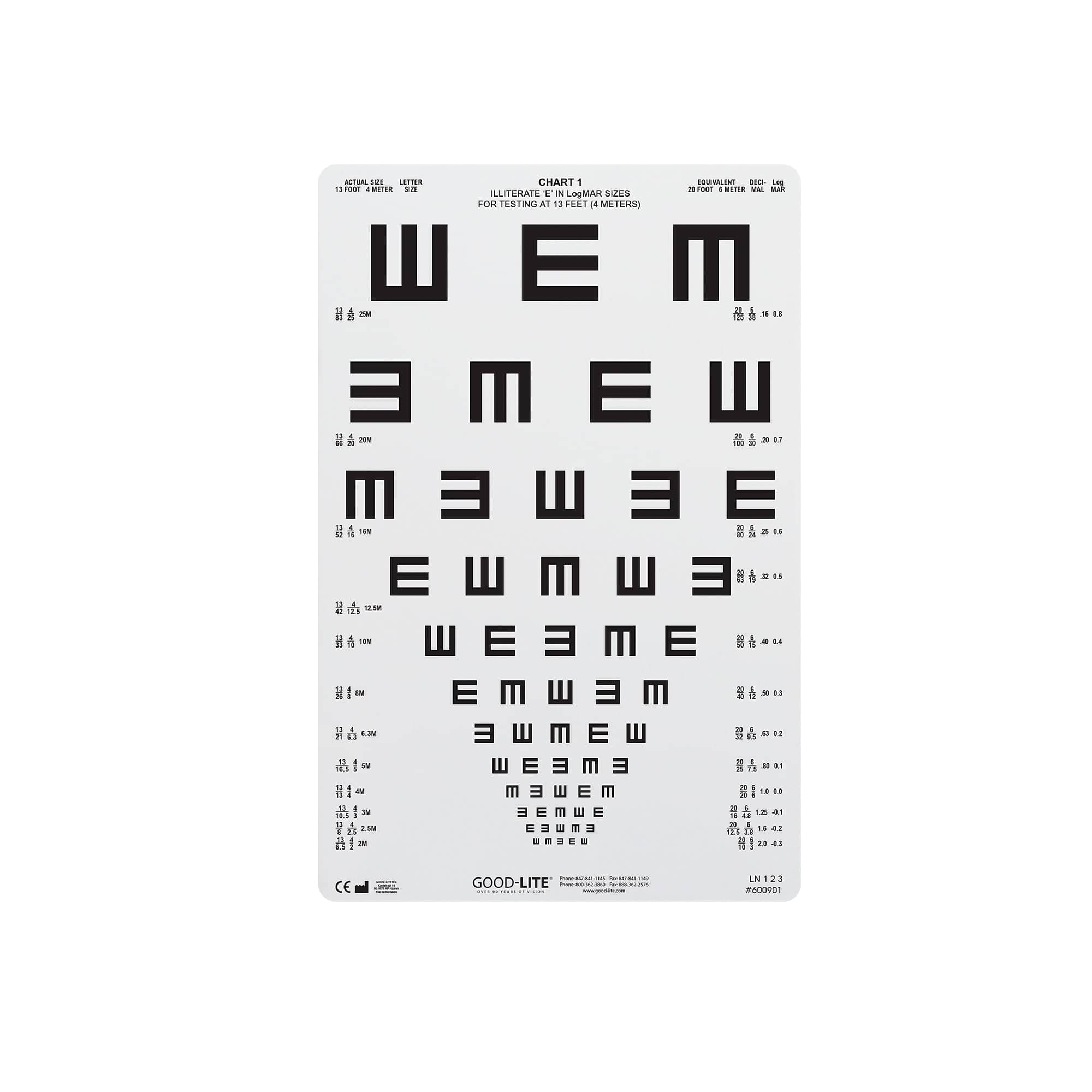 Good-Lite Co Chart(Distance): ESV1200™ and ESV1500™ - Tumbling E (13ft/4m)