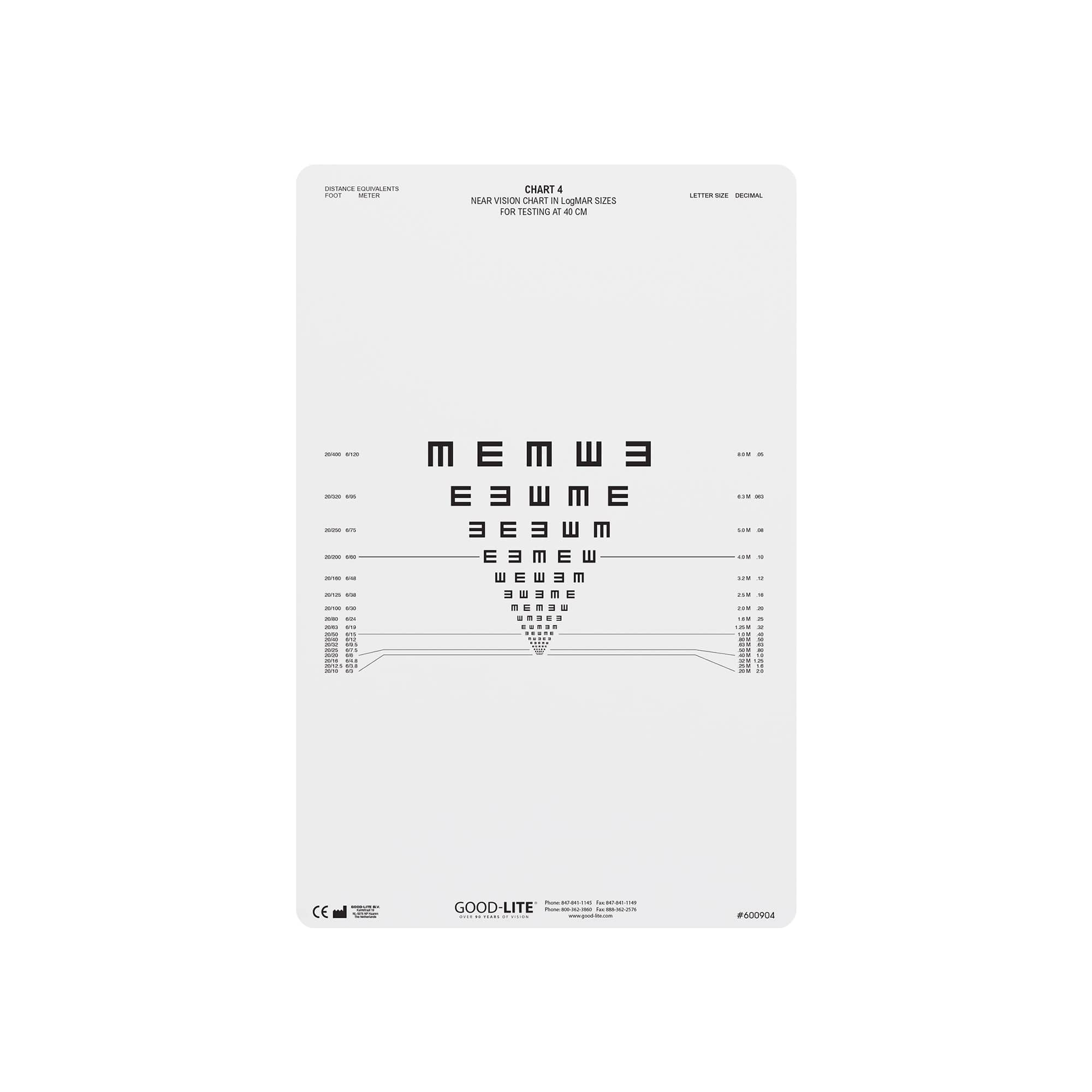 Good-Lite Co Chart(Intermediate): ESV1200™ and ESV1500™ - Tumbling E (16"/40cm)