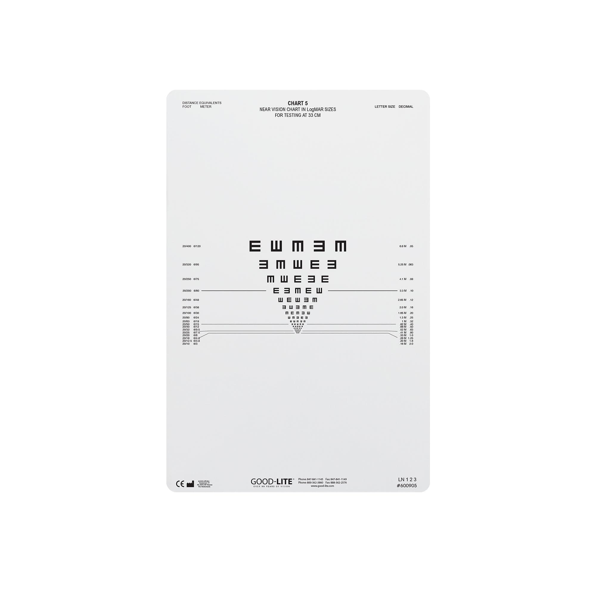 Good-Lite Co Chart(Near): ESV1200™ and ESV1500™ - Tumbling E (13"/33cm)