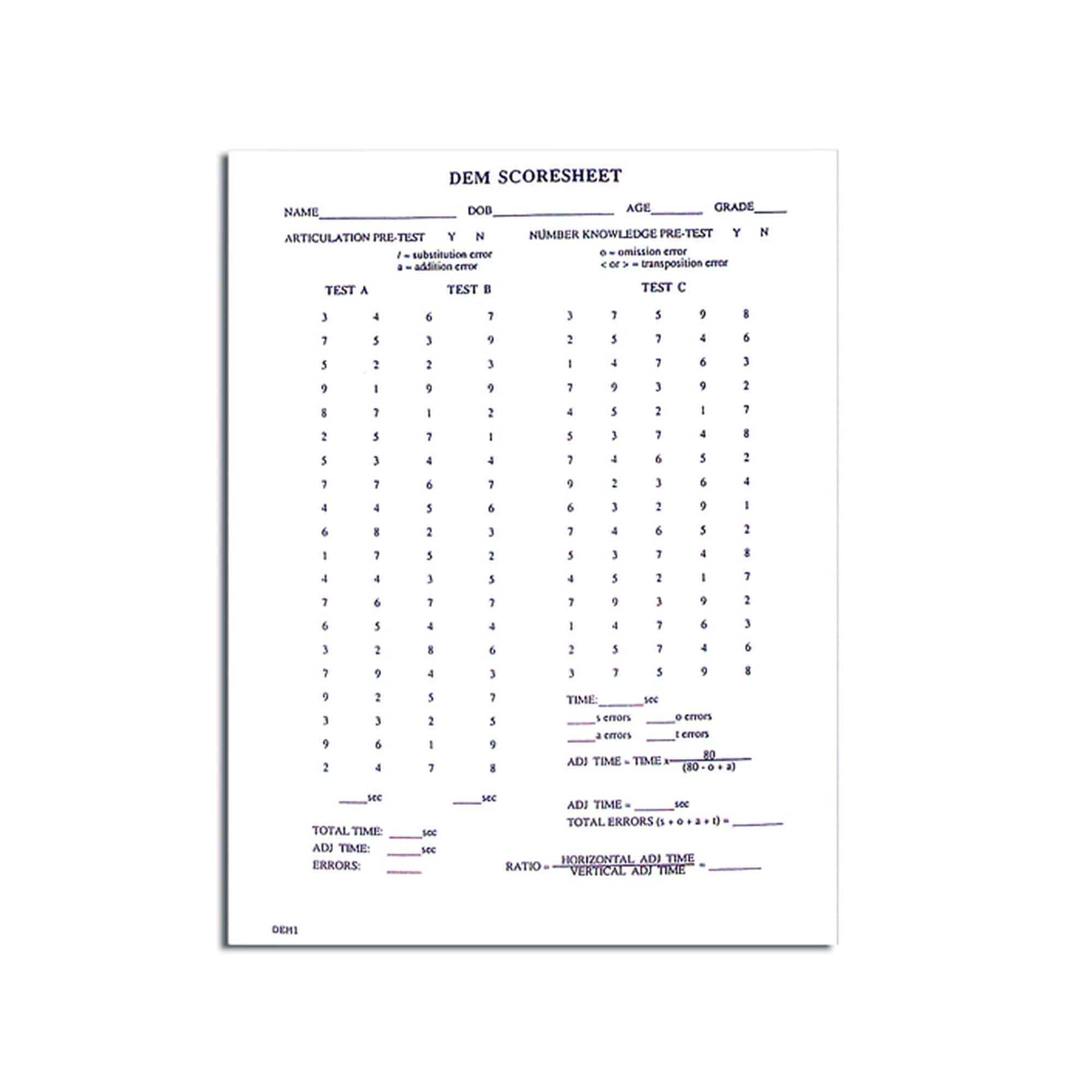 Good-Lite Co Developmental Eye Movement Test (DEM)