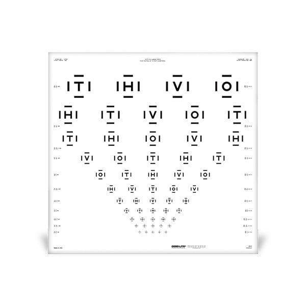 Good-Lite Co HOTV ETDRS ESV3000™ and ESC2000™ Chart with 50% Crowding Bars (Scrambled)