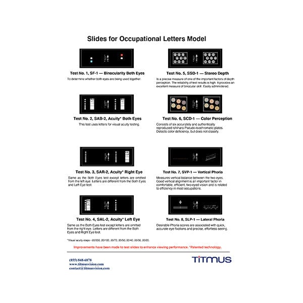 Good-Lite Co Titmus V2 Aeromedical Testing Model - Occupational Letters Slides Titmus V2 Aeromedical Testing Model