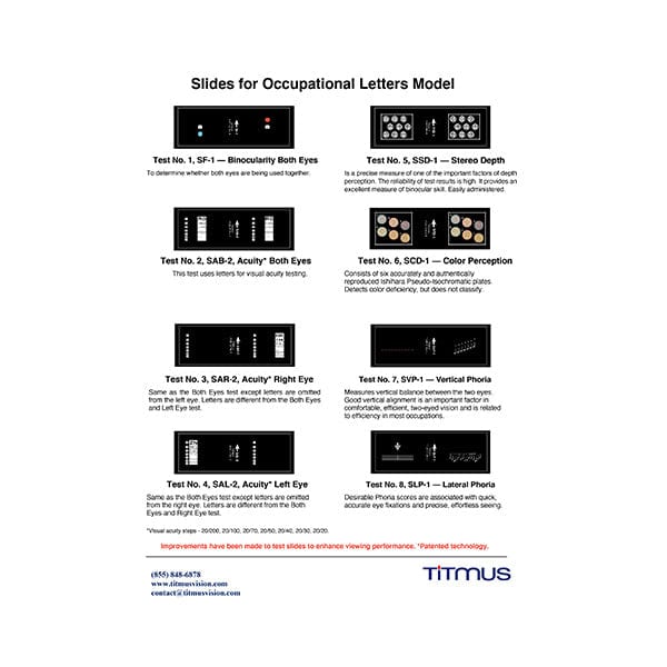 Good-Lite Co Titmus V4 Aeromedical Testing Model - Occupational Letters Slides Titmus V4 Aeromedical Testing Model