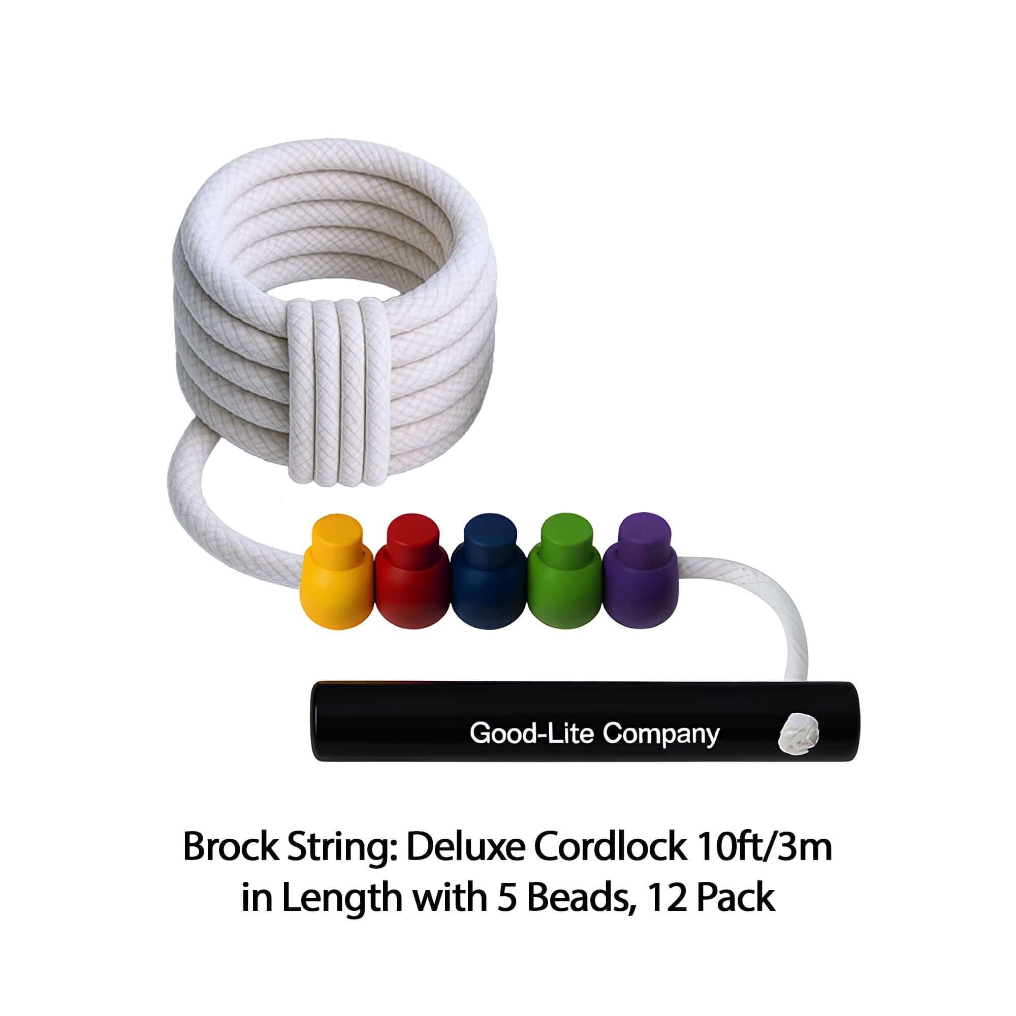 Good-Lite Diagnostic Aids Brock String: Deluxe Cordlock 10ft/3m in Length with 5 Beads, 12 Pack Brock String: Deluxe Cordlock 10ft/3m in Length with 5 Beads, Packs