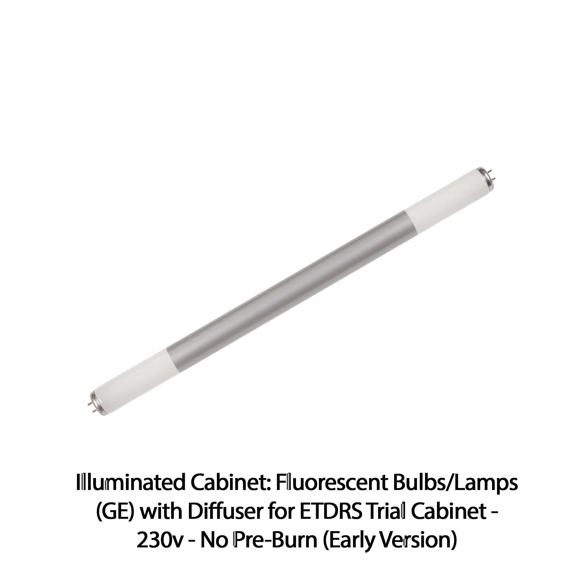 Good-Lite Illuminated Cabinet Accessories Illuminated Cabinet: Fluorescent Bulbs/Lamps (GE) with Diffuser for ETDRS® Trial Cabinet - 230v - No Pre-Burn (Early Version) Illuminated Cabinet: Fluorescent Bulbs/Lamps (GE) with Diffuser for ETDRS® Trial Cabinet - 230v