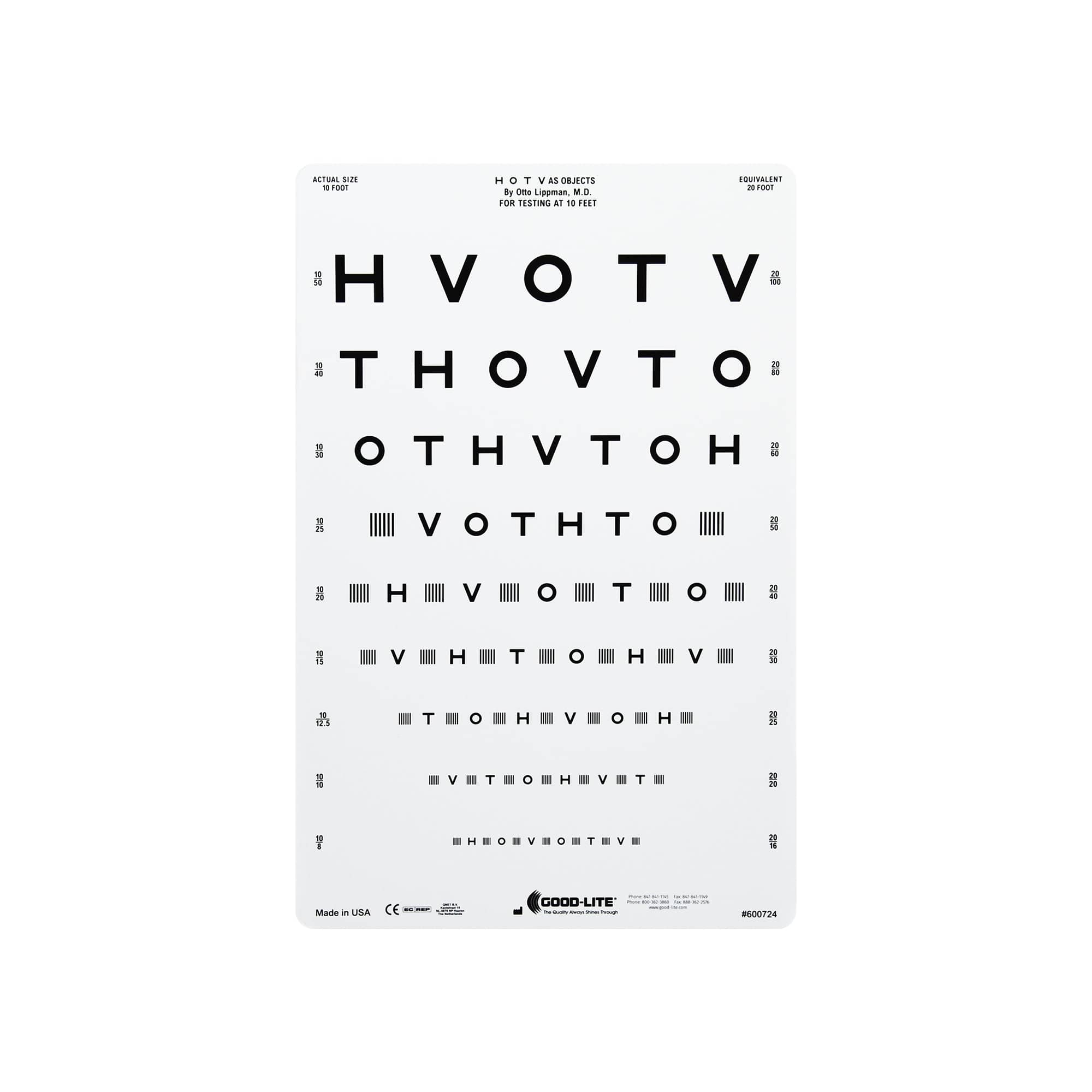 Good-Lite Illuminated Charts Chart(Distance): ESV1200™ and ESV1500™ - HOTV Crowded - Chart Only (10ft/3m) Chart(Distance): ESV1200™ and ESV1500™ - HOTV Crowded (10ft/3m)