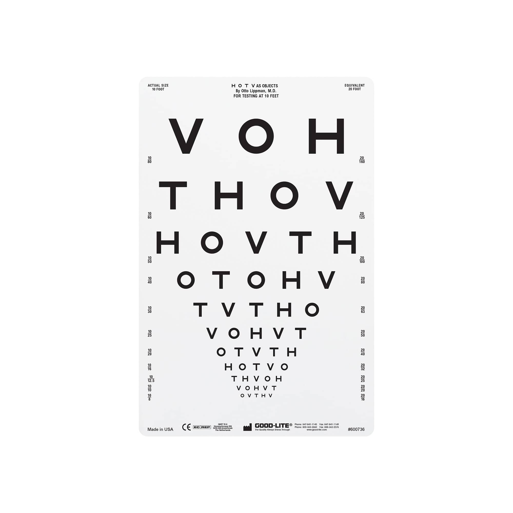 Good-Lite Illuminated Charts Chart(Distance): ESV1200™ and ESV1500™ - HOTV Proportionally Spaced - Chart Only (10ft/3m) Chart(Distance): ESV1200™ and ESV1500™ - HOTV Propotionally Spaced (10ft/3m)