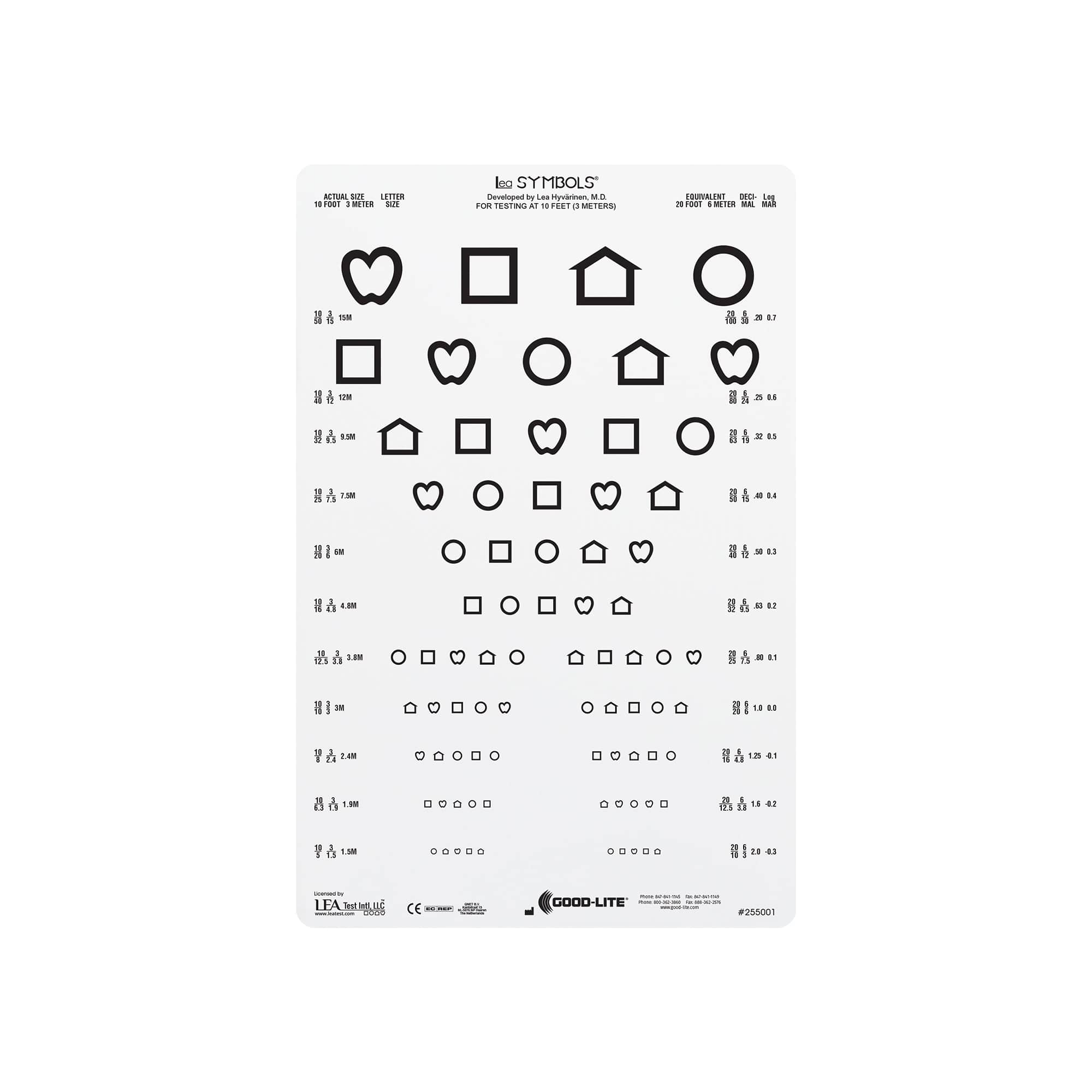 Good-Lite Illuminated Charts Chart(Distance): ESV1200™ and ESV1500™ - LEA SYMBOLS® Linear Spaced - Chart Only (10ft/3m) Chart(Distance): ESV1200™ and ESV1500™ - LEA SYMBOLS® Linear Spaced