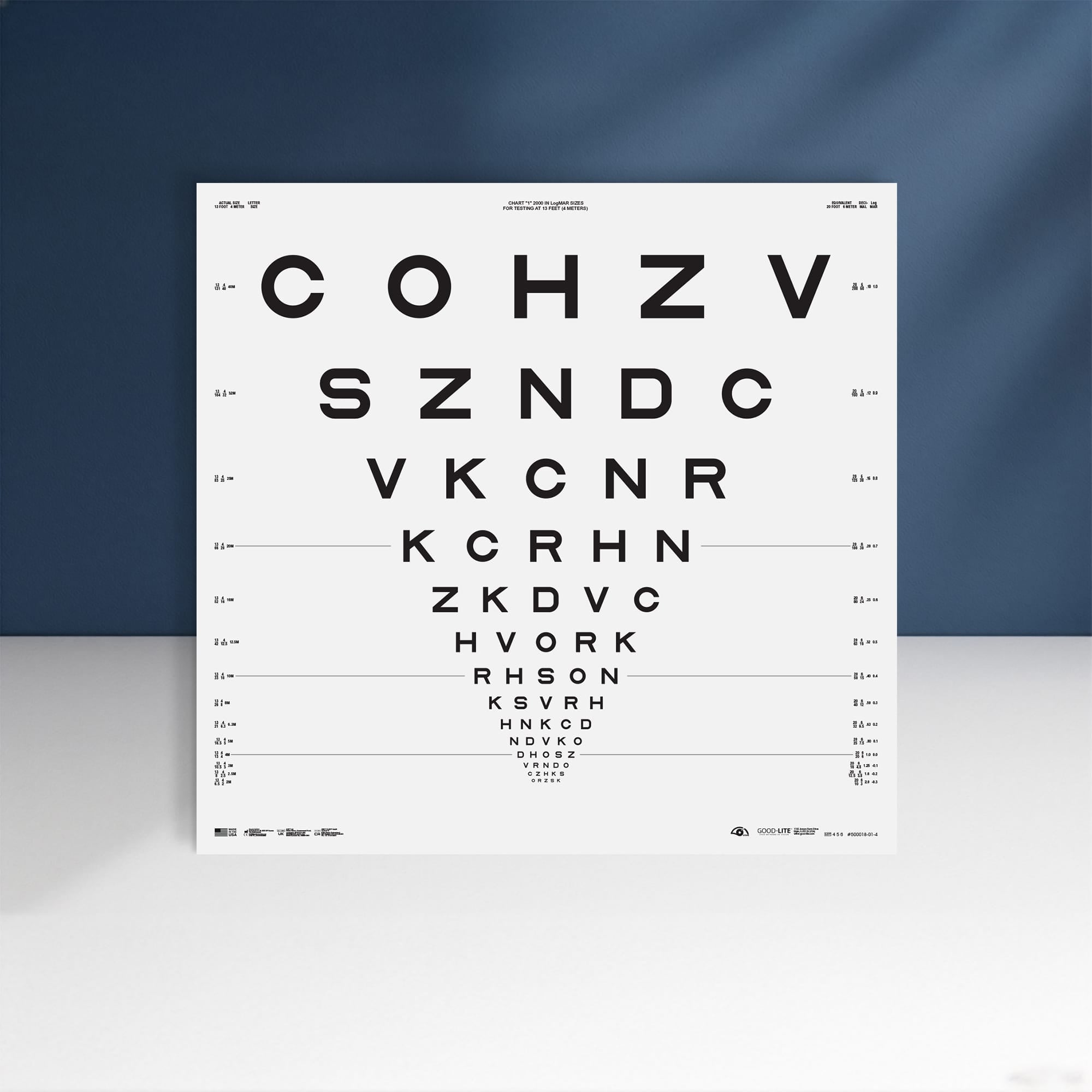 Good-Lite Illuminated Charts Chart(Distance): ESV3000™ and ESC2000™ - ETDRS 2000 Series - Sloan Letter - Chart 1 (13ft/4m)