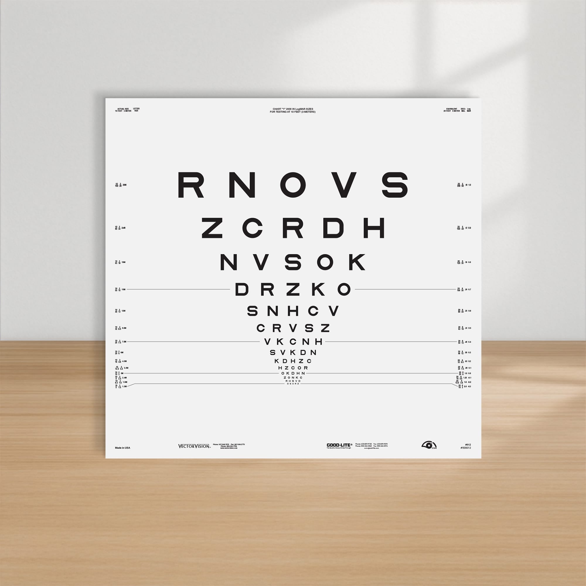 Good-Lite Illuminated Charts Chart(Distance): ESV3000™ and ESC2000™ - ETDRS 2000 Series - Sloan Letter - Chart 3 (10ft/3m)