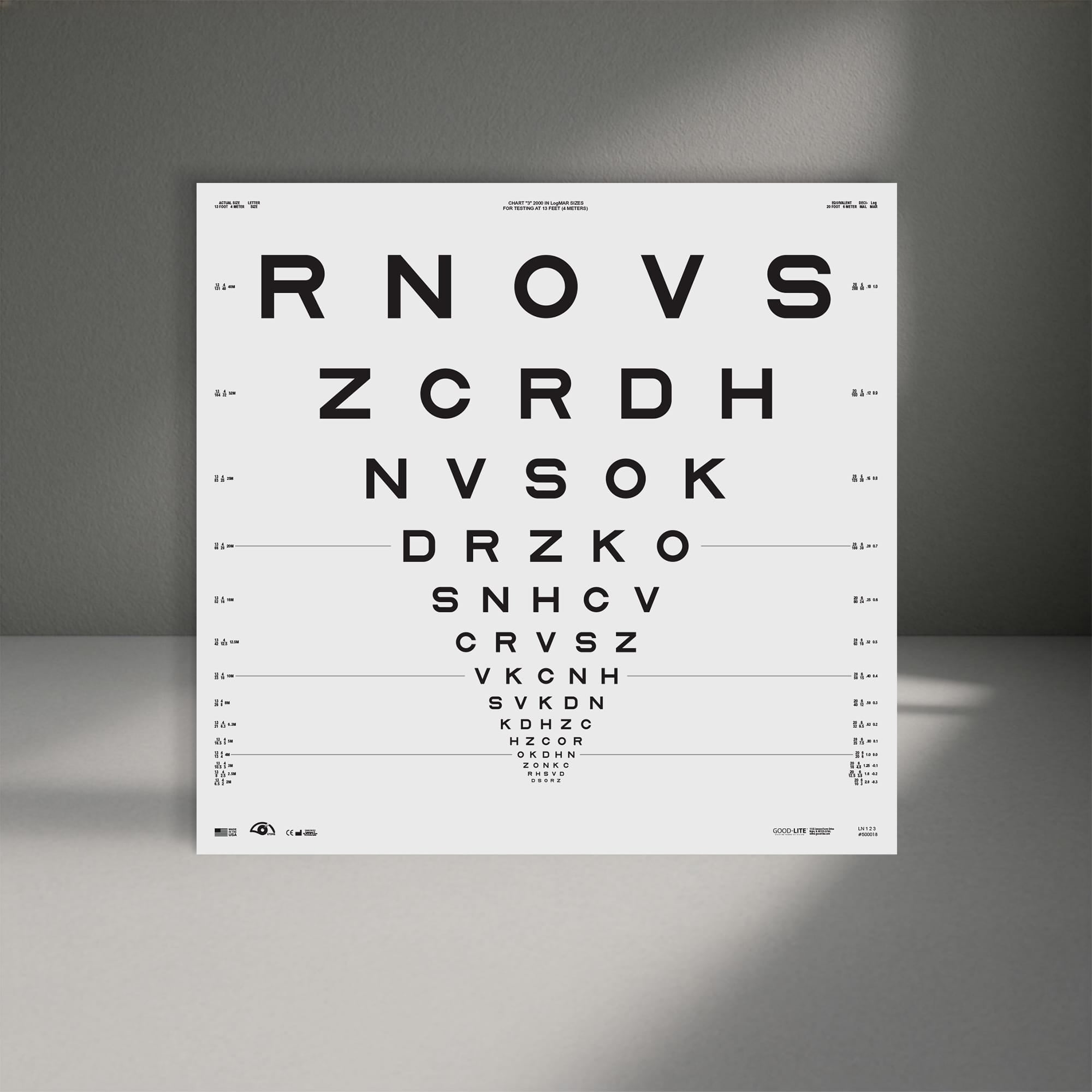 Good-Lite Illuminated Charts Chart(Distance): ESV3000™ and ESC2000™ - ETDRS 2000 Series - Sloan Letter - Chart 3 (13ft/4m)