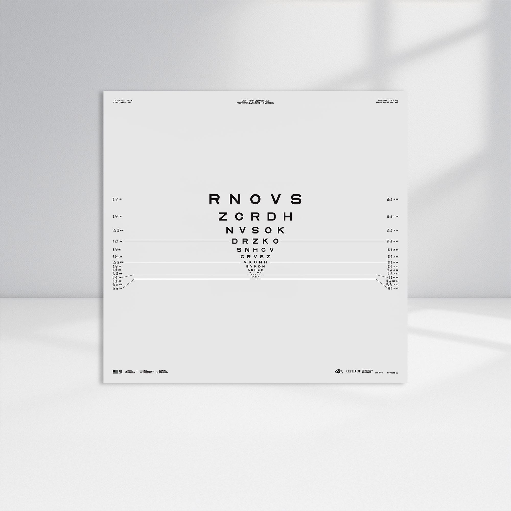 Good-Lite Illuminated Charts Chart(Distance): ESV3000™ and ESC2000™ - ETDRS 2000 Series - Sloan Letter -Random - Chart 1 (5ft/1.5m)