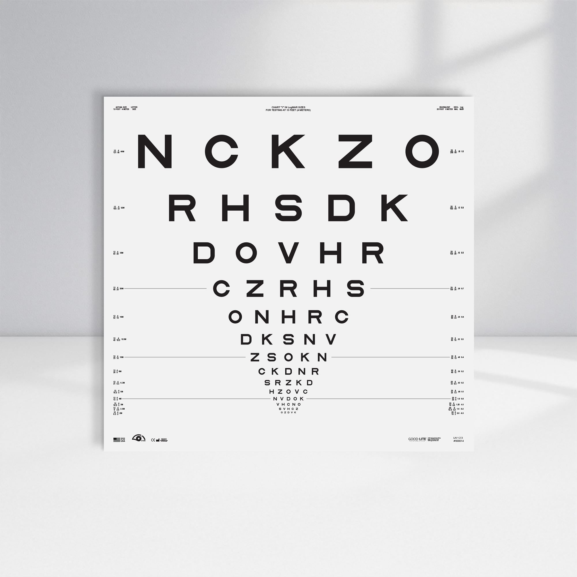 Good-Lite Illuminated Charts Chart(Distance): ESV3000™ and ESC2000™ - ETDRS Original Series - Chart 1 (13ft/4m)