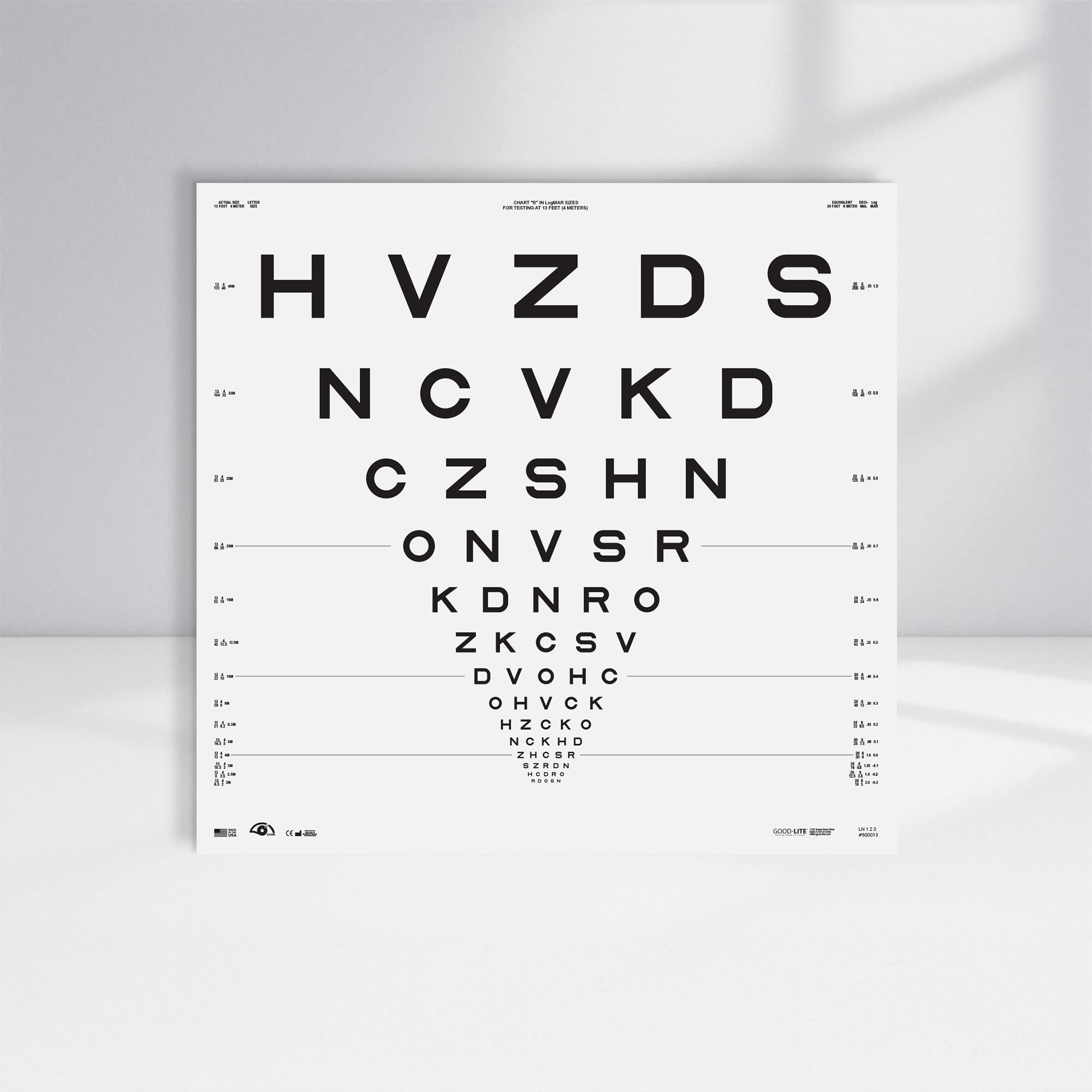 Good-Lite Illuminated Charts Chart(Distance): ESV3000™ and ESC2000™ - ETDRS Original Series - Chart R (13ft/4m)