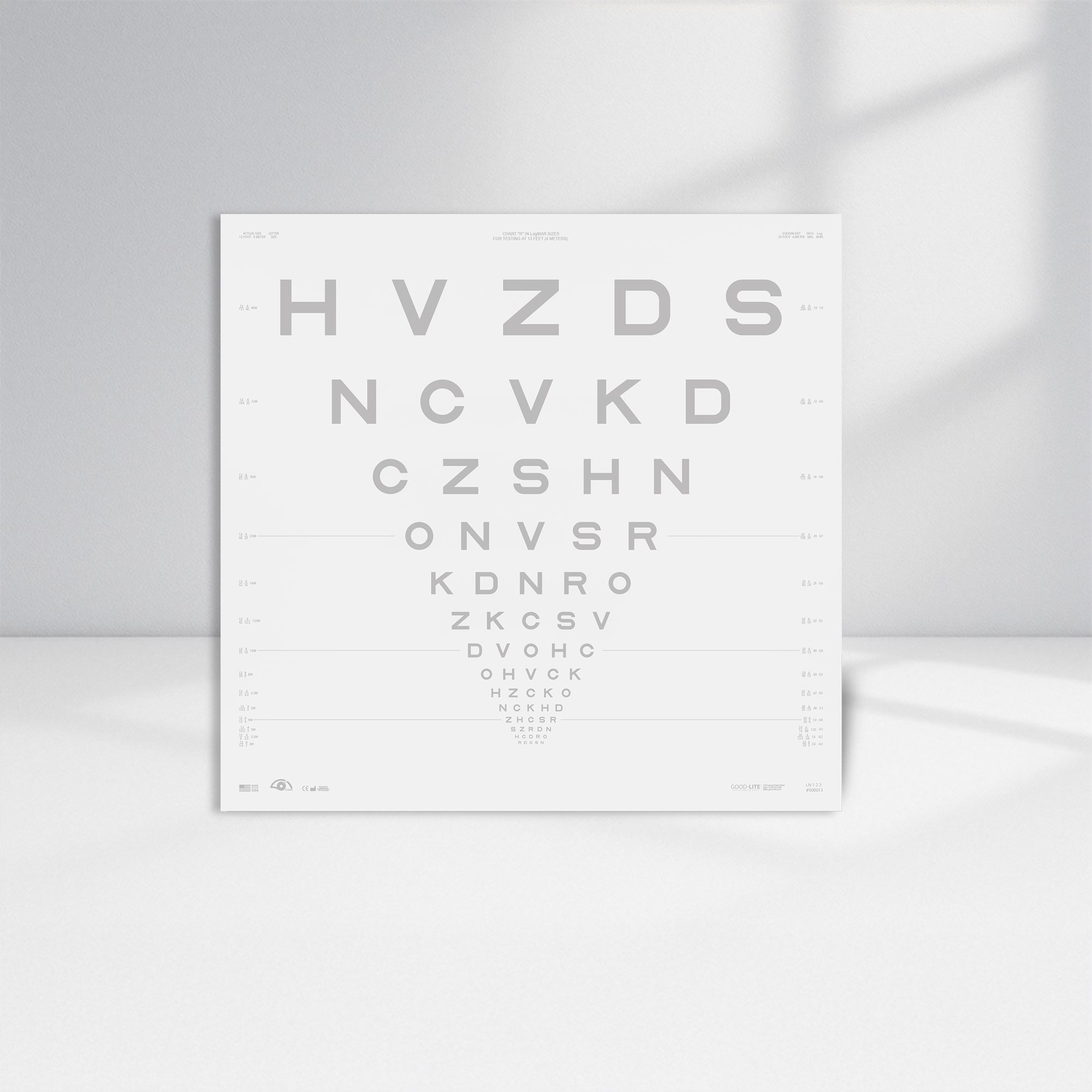 Good-Lite Illuminated Charts Chart(Distance): ESV3000™ and ESC2000™ - ETDRS - Sloan Letter Low Contrast - 2.5% Contrast (13ft/4m)