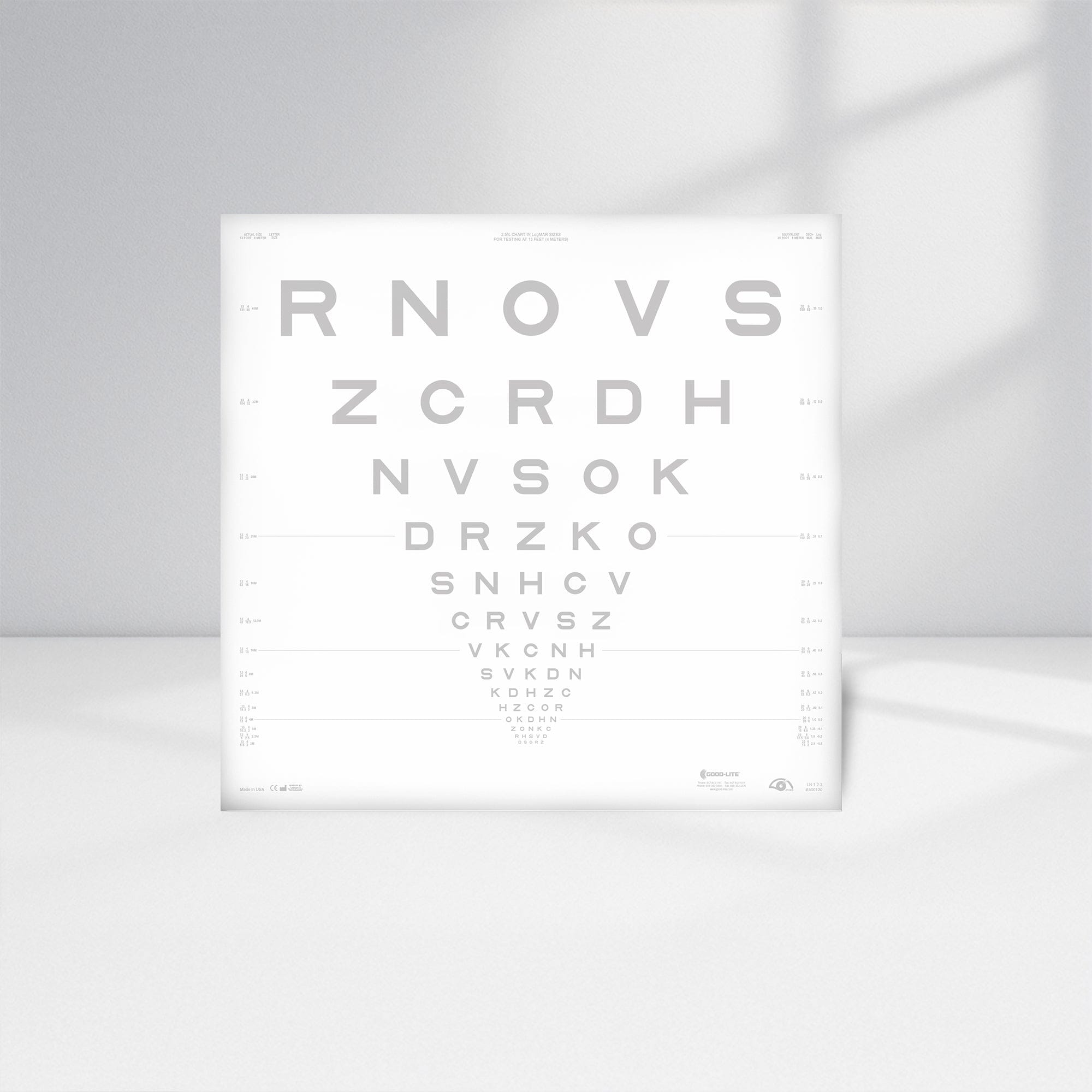 Good-Lite Illuminated Charts Chart(Distance): ESV3000™ and ESC2000™ - ETDRS - Sloan Letter Low Contrast - 2.5% Contrast - Mixed Order (13ft/4m)