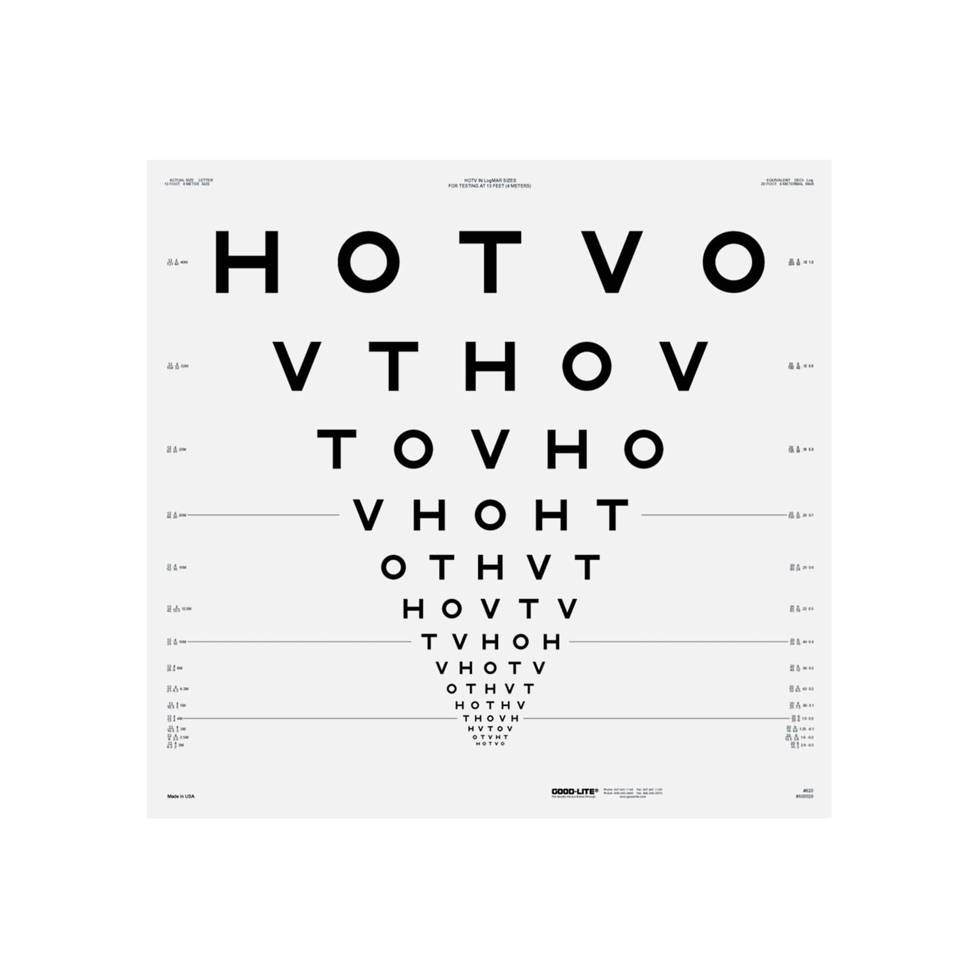 Good-Lite Illuminated Charts Chart(Distance): ESV3000™ and ESC2000™ - HOTV ETDRS