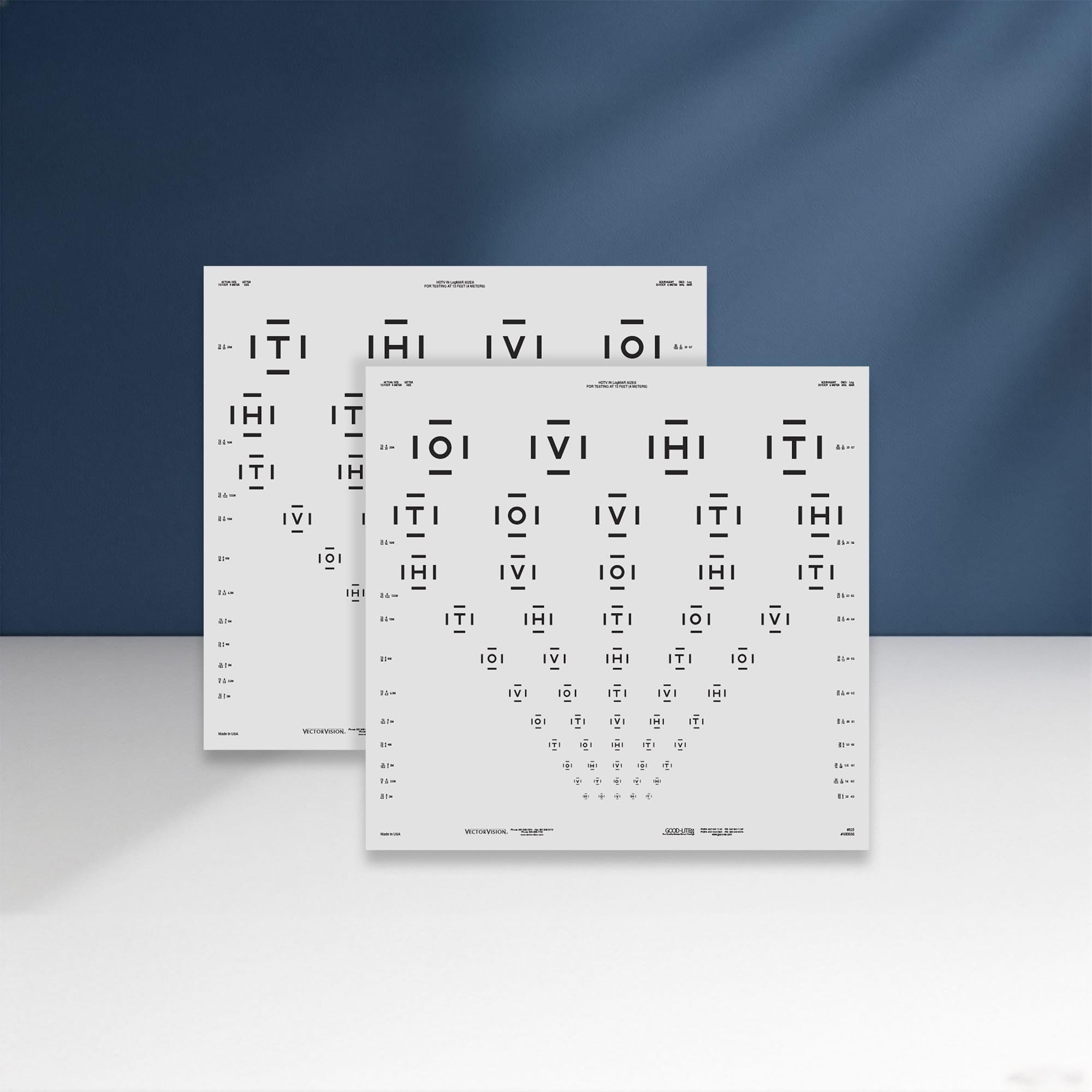 Good-Lite Illuminated Charts Chart(Distance): ESV3000™ and ESC2000™ - HOTV ETDRS with 50% Crowding Bars (13ft/4m)