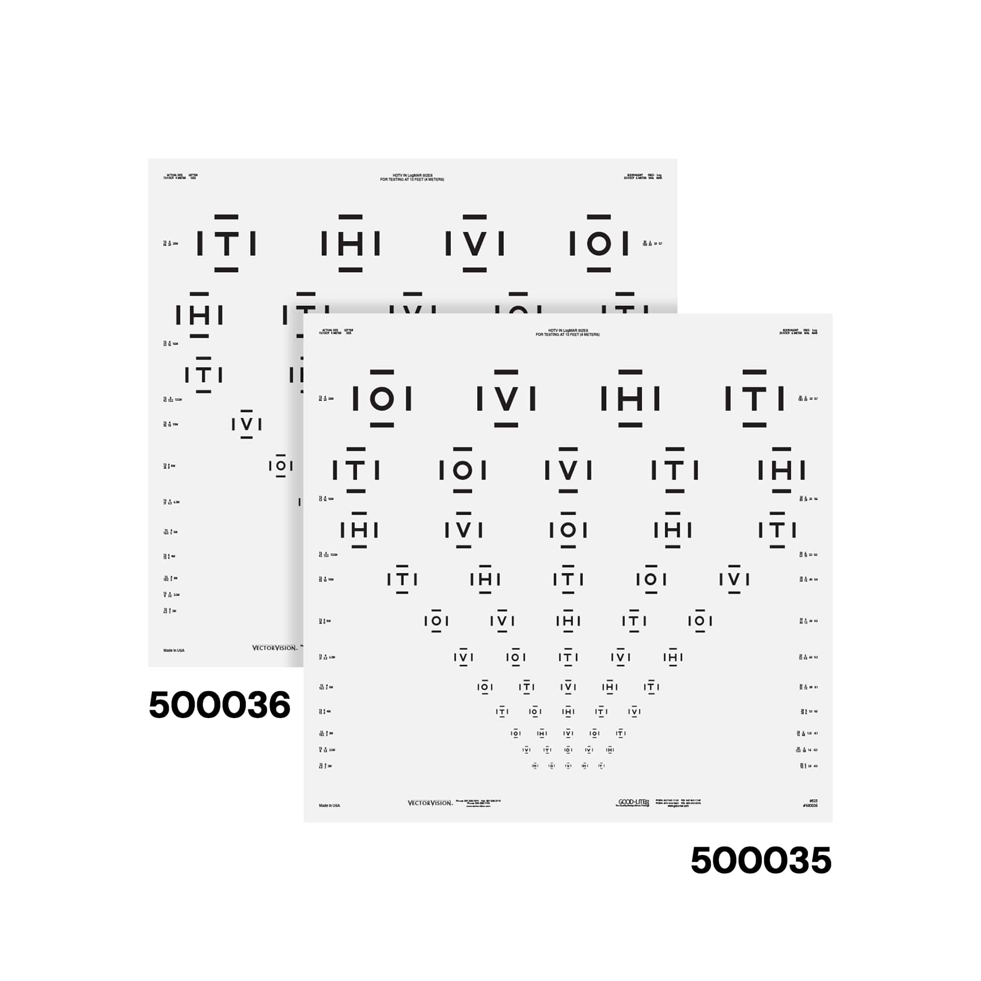 Good-Lite Illuminated Charts Chart(Distance): ESV3000™ and ESC2000™ - HOTV ETDRS with 50% Crowding Bars (13ft/4m)