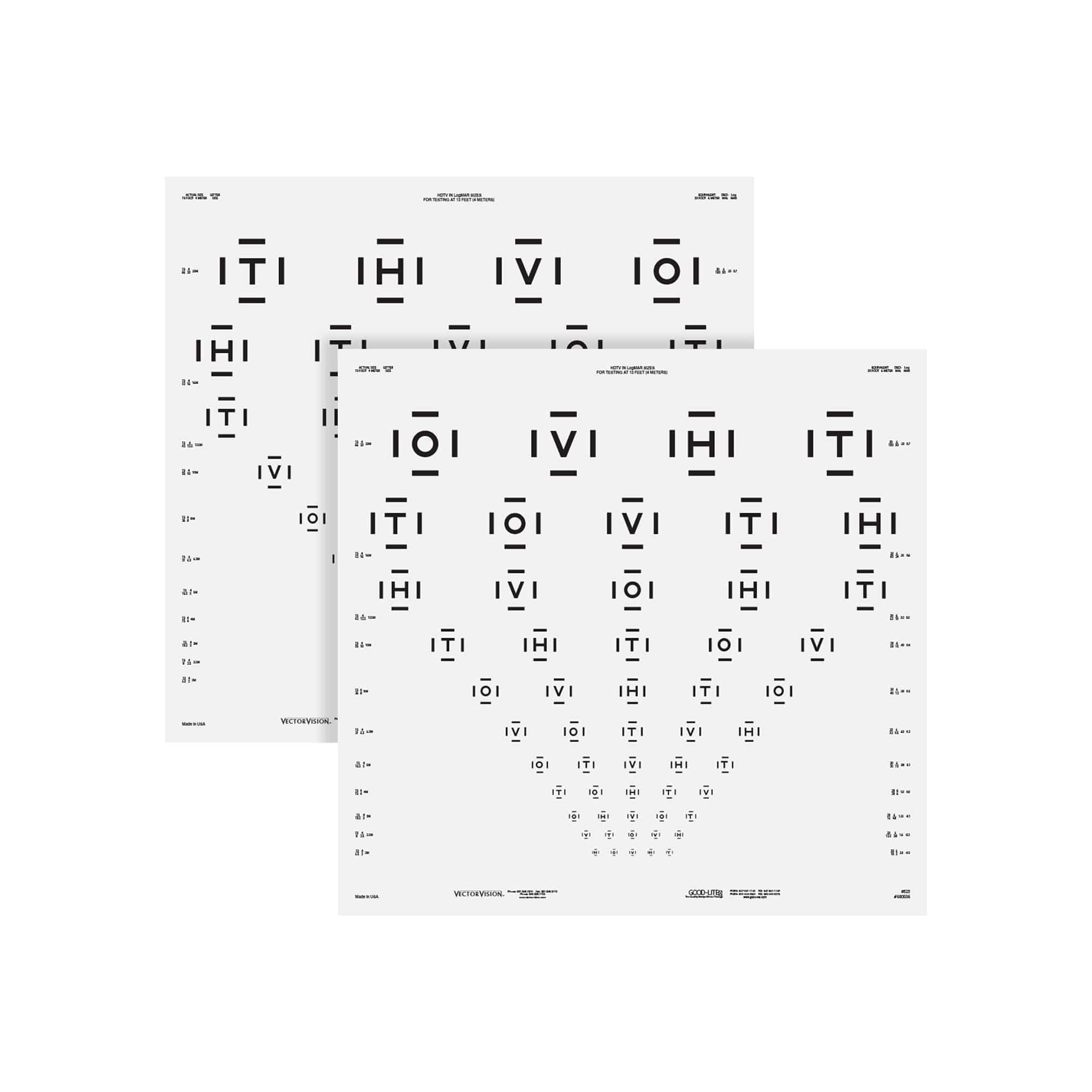 Good-Lite Illuminated Charts Chart(Distance): ESV3000™ and ESC2000™ - HOTV ETDRS with 50% Crowding Bars (13ft/4m)