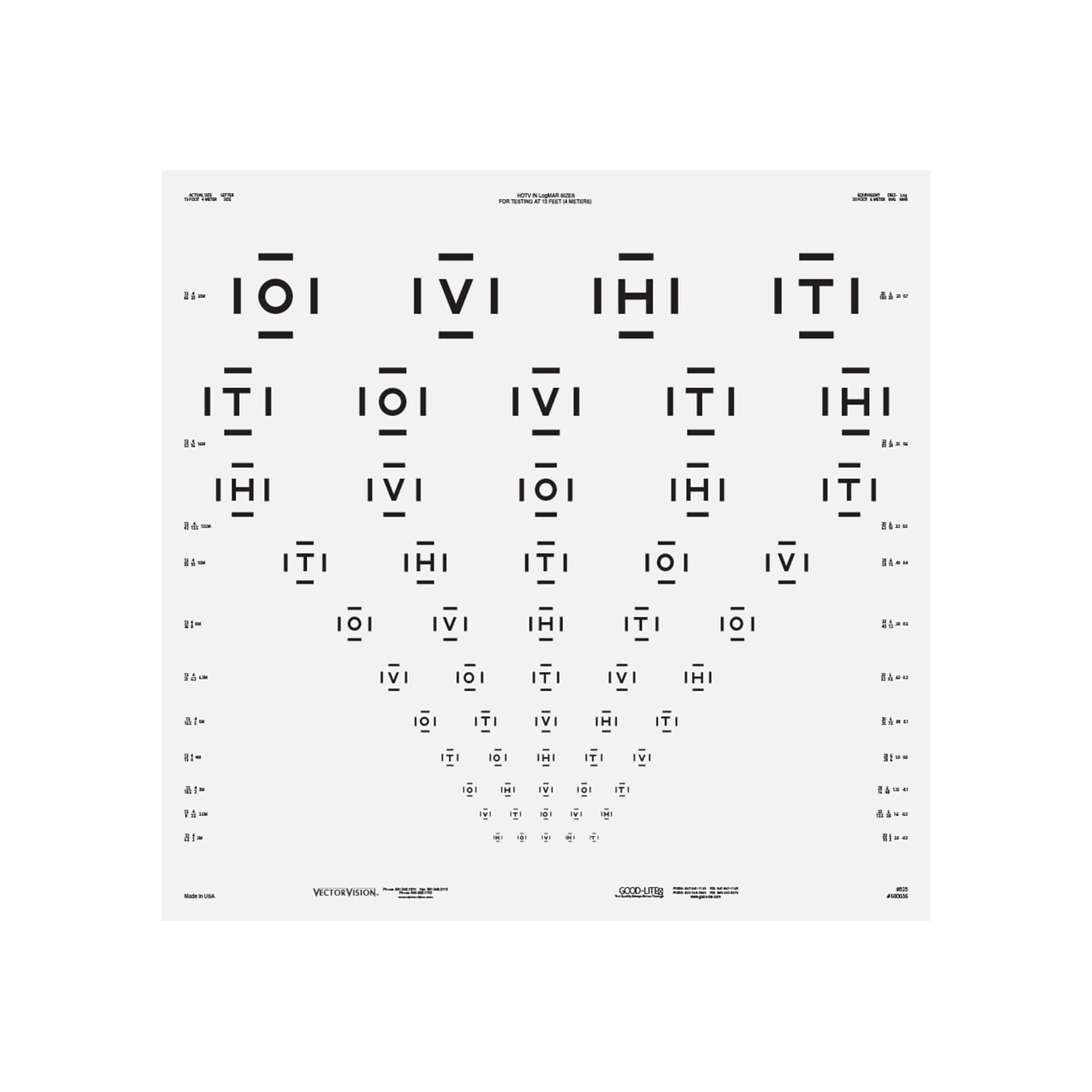 Good-Lite Illuminated Charts Chart(Distance): ESV3000™ and ESC2000™ - HOTV ETDRS with 50% Crowding Bars (13ft/4m) Chart(Distance): ESV3000™ and ESC2000™ - HOTV ETDRS with 50% Crowding Bars (13ft/4m)