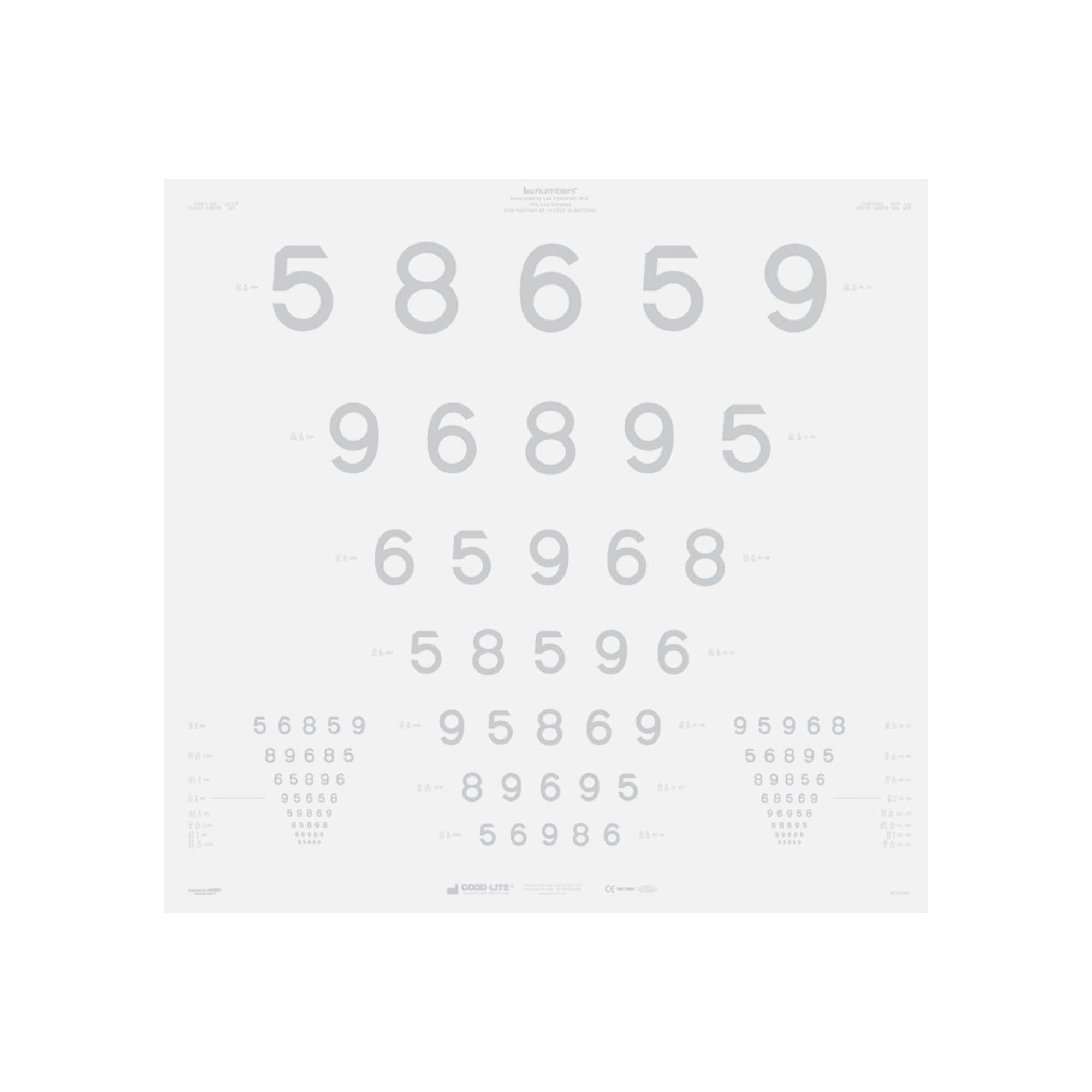 Good-Lite Illuminated Charts Chart(Distance): ESV3000™ and ESC2000™ - LEA NUMBERS® ETDRS Low Contrast - 10% Contrast (13ft/4m) Chart(Distance): ESV3000™ and ESC2000™ - LEA NUMBERS® ETDRS Low Contrast - (13ft/4m)