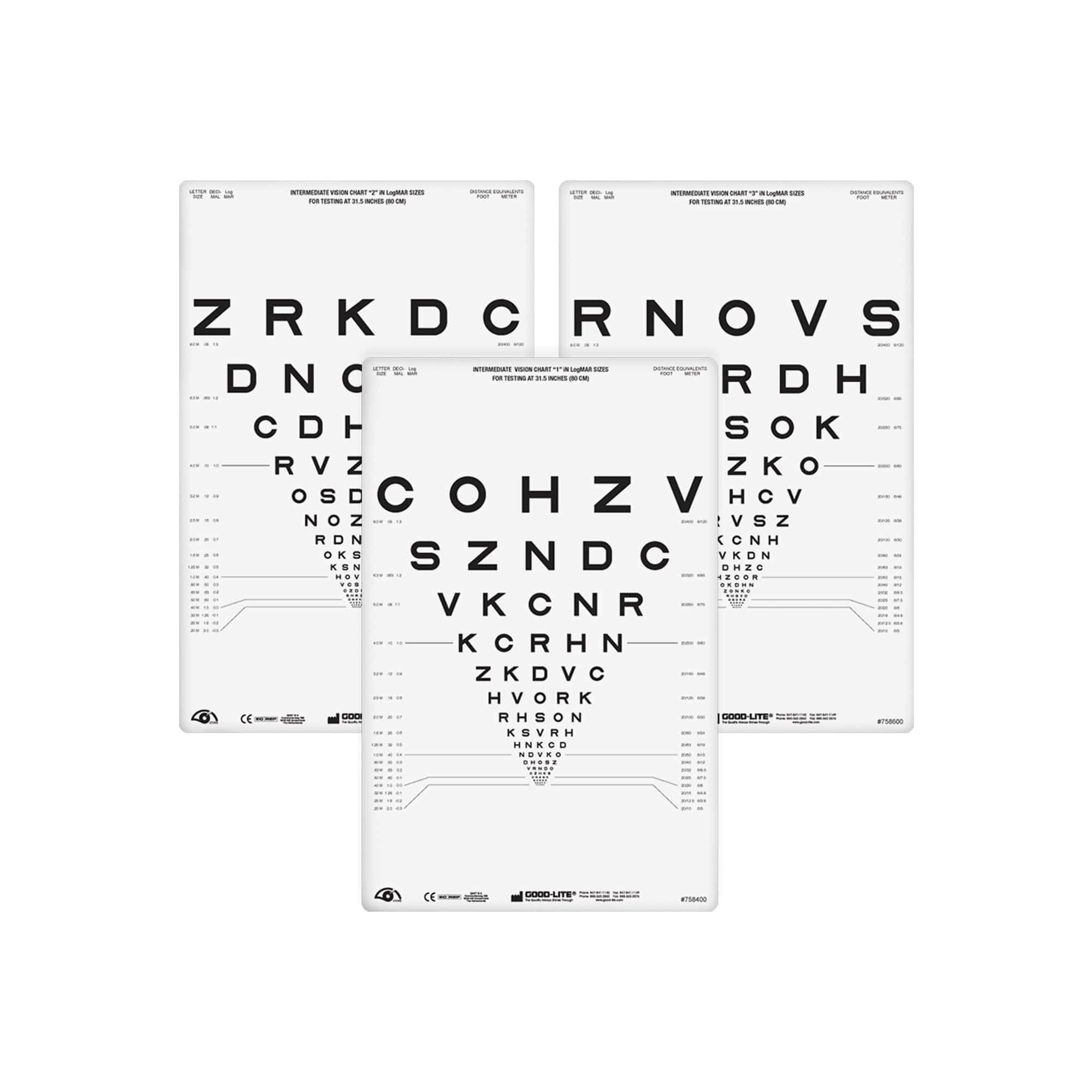 Good-Lite Illuminated Charts Chart(Intermediate): ESV1200™ and ESV1500™ - ETDRS 2000 Series - Sloan Letter - (26"/66cm)