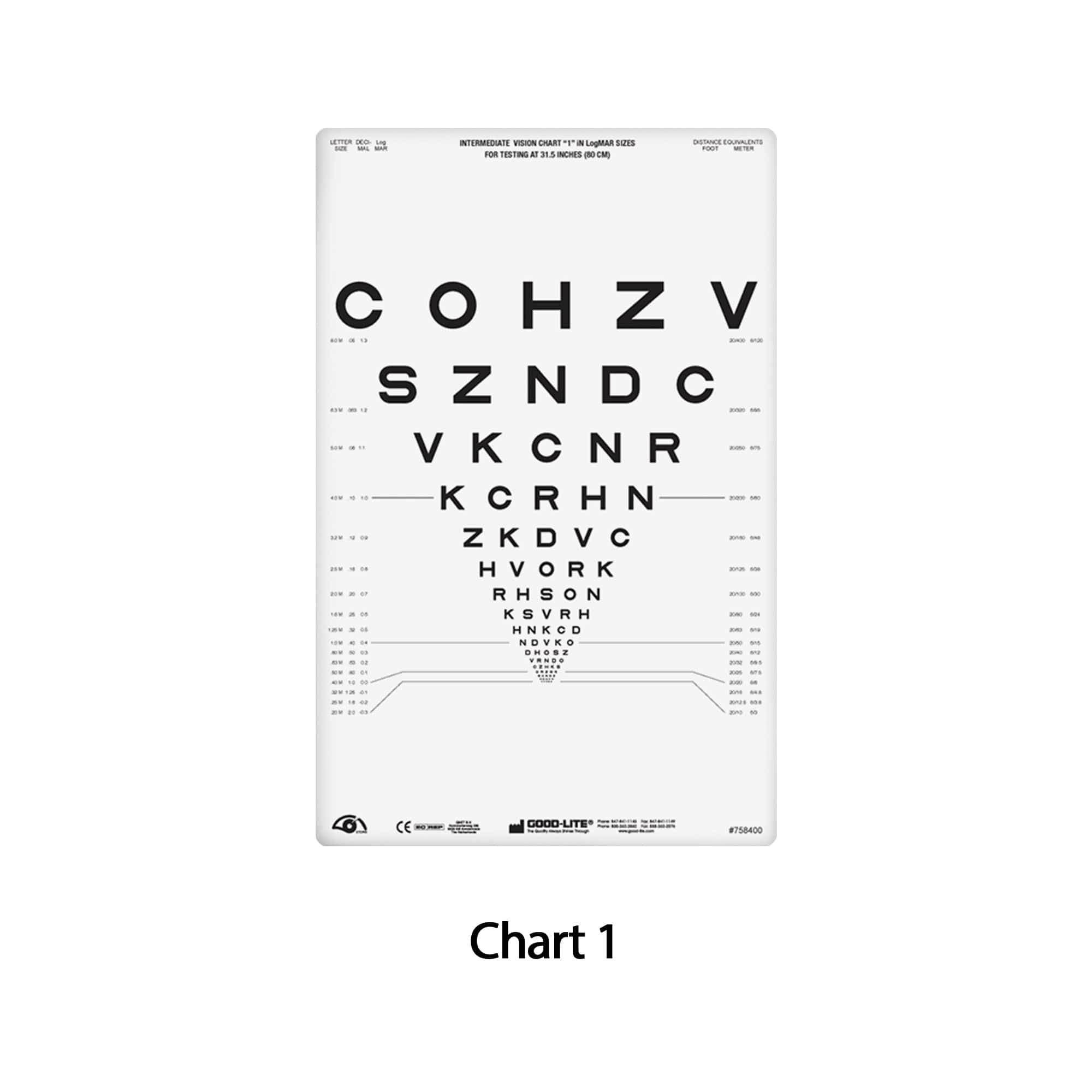 Good-Lite Illuminated Charts Chart(Intermediate): ESV1200™ and ESV1500™ - ETDRS 2000 Series - Sloan Letter - Chart 1 (31.5"/80cm) (758400) Chart(Intermediate): ESV1200™ and ESV1500™ - ETDRS 2000 Series - Sloan Letter - (31.5"/80cm)