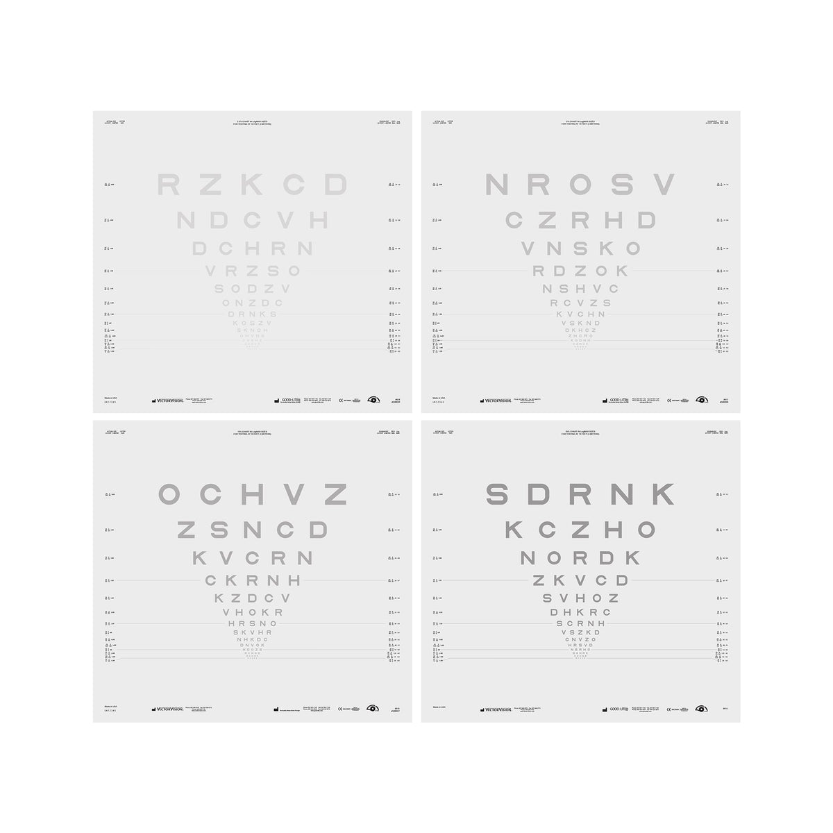 Good-Lite Illuminated Charts ETDRS Sloan Letter Low Contrast Eye Chart for ESV3000™ & ESC2000™ – 10 ft / 3 m