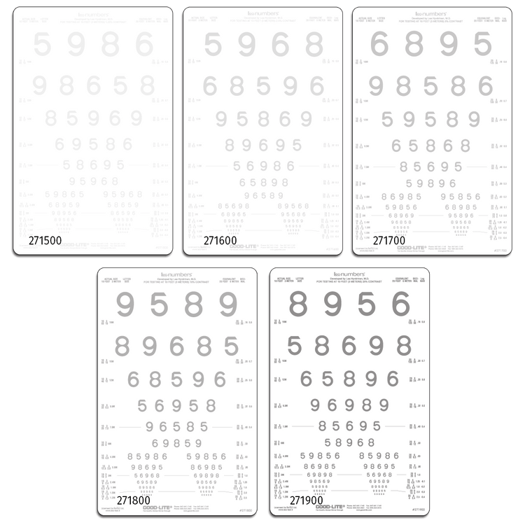 Good-Lite LEA NUMBERS<sup>®</sup> Low Contrast Charts for Illuminated Cabinets