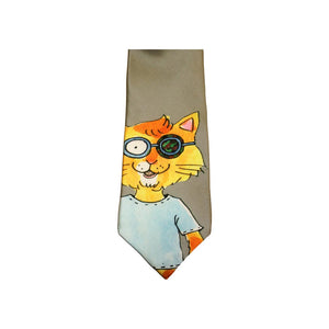 Good-Lite Novelty Items Necktie: Patch Cat - Grey/Green Necktie: Patch Cat