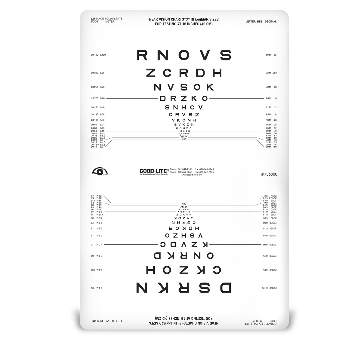 Sloan Letter Proportional Spaced Near Vision Chart – Good-Lite Co