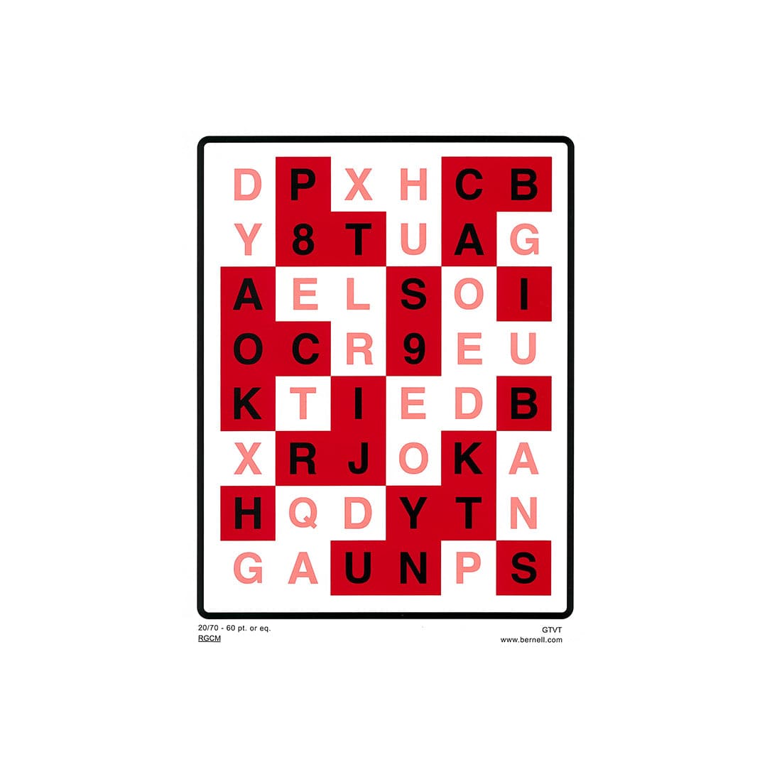 Good-Lite Therapeutic Aids Chart: Graduated Transmission Variable Tint (GTVT) Charts (60pt print) RGCM