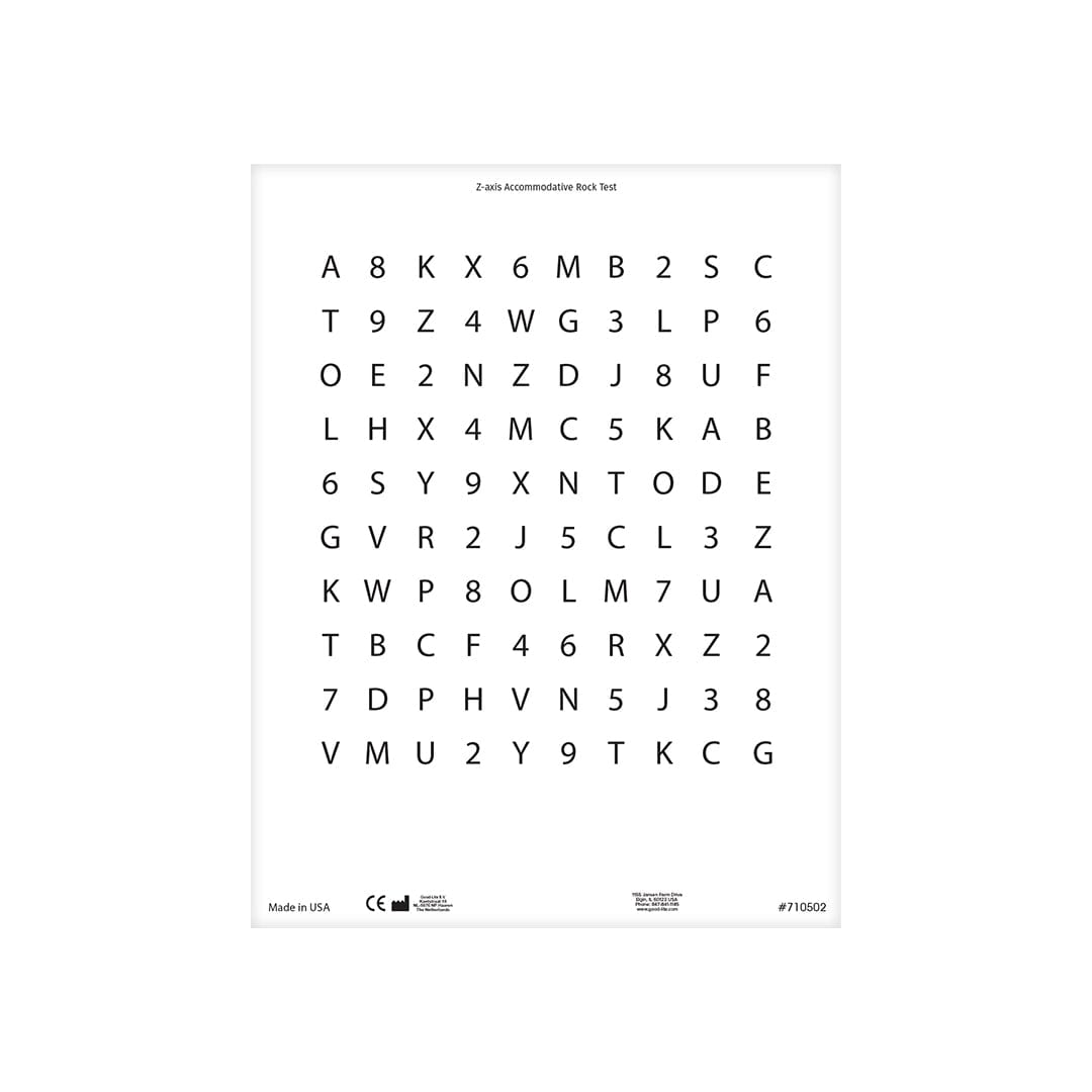 Good-Lite Therapeutic Aids Z-Axis Accommodative Rock Chart: Paper Distance Charts, Single Z-Axis Accommodative Rock Charts