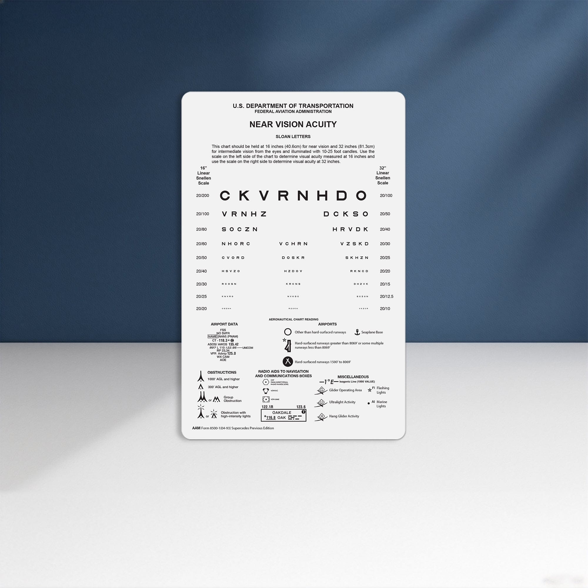 Good-Lite Vision Testing Aids Card(Near): FAA Near Vision Card 8500-1 On Styrene (32"/80cm)-(16"/40cm)