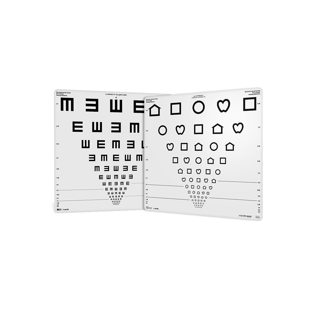 Good-Lite Vision Testing Aids Chart(Distance): LEA SYMBOLS® and Tumbling E Chart Non-Foldable - Set (13ft/4m)-(16.4ft/5m)