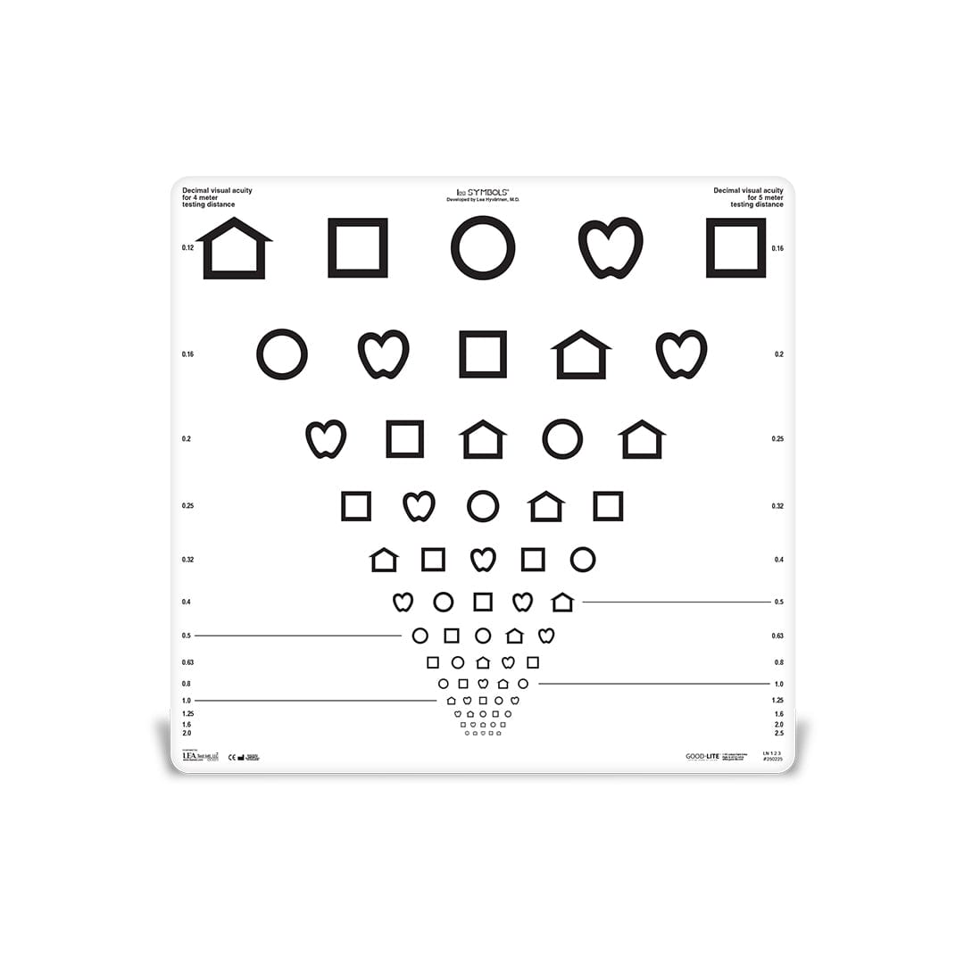 Good-Lite Vision Testing Aids Chart(Distance): LEA SYMBOLS® and Tumbling E Chart Non-Foldable - Set (13ft/4m)-(16.4ft/5m)