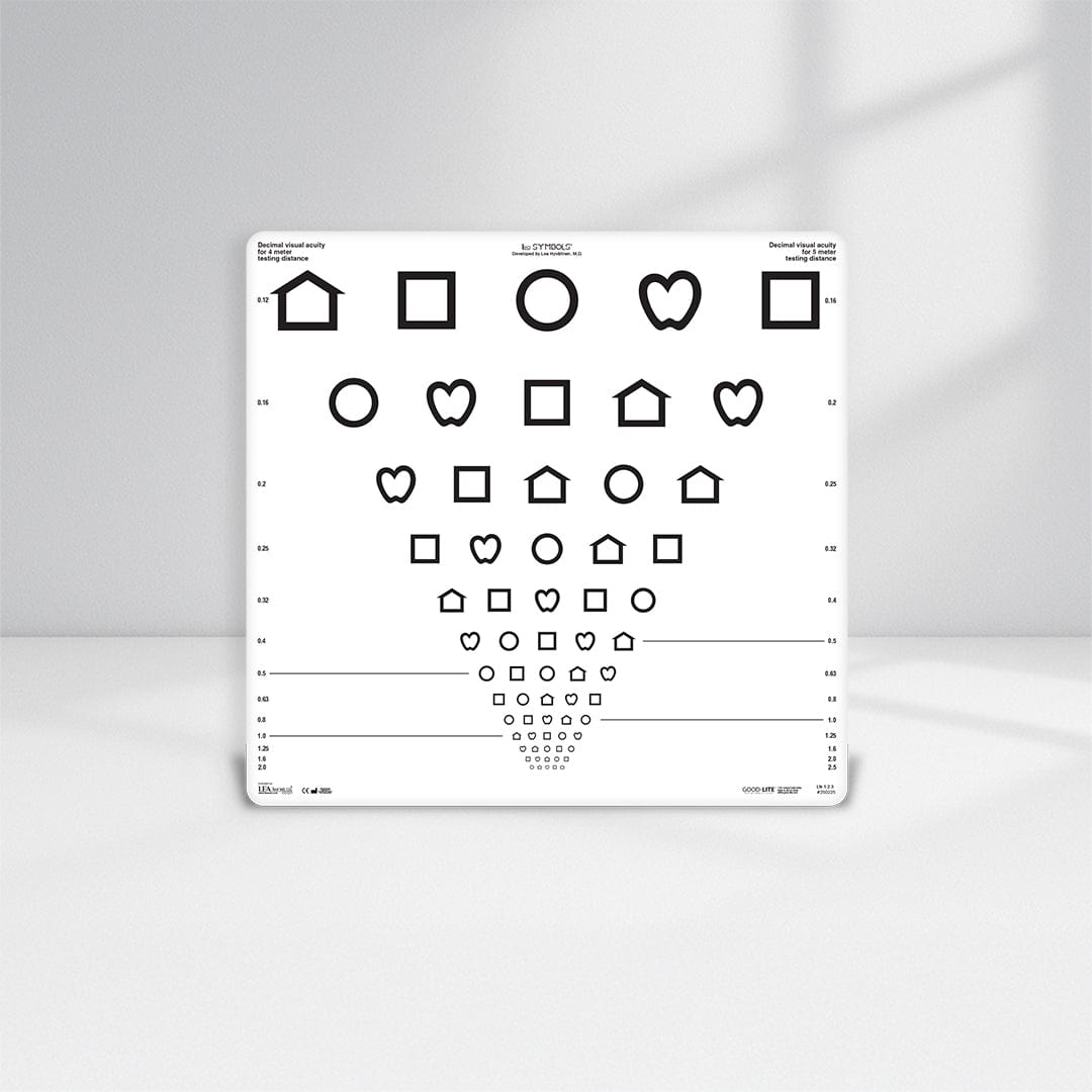 Good-Lite Vision Testing Aids Chart(Distance): LEA SYMBOLS® and Tumbling E Chart Non-Foldable - Set (13ft/4m)-(16.4ft/5m)