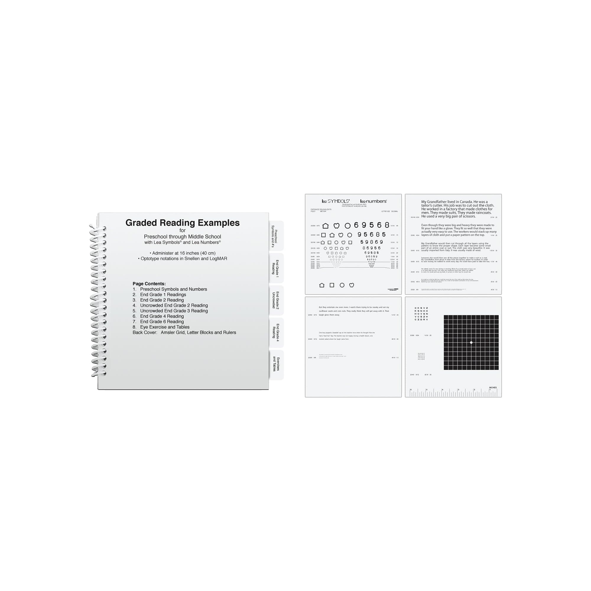 Good-Lite Vision Testing Aids Flip Book: Graded Near Vision Reading Book - LEA SYMBOLS® and LEA NUMBERS® - English (16"/40cm) Flip Book: Graded Near Vision Reading Book - LEA SYMBOLS® and LEA NUMBERS®